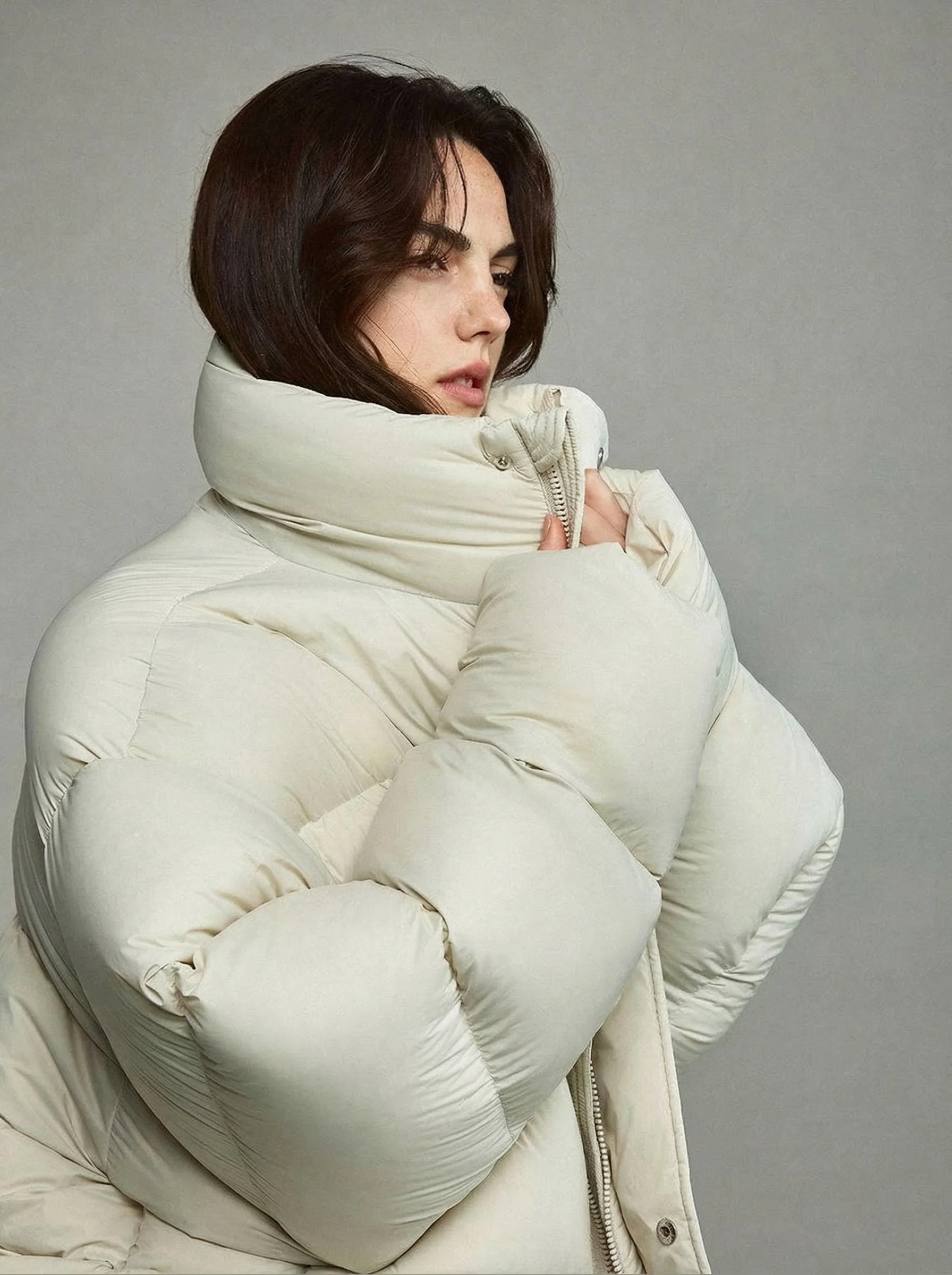 Cropped Stand-Collar Puffer
