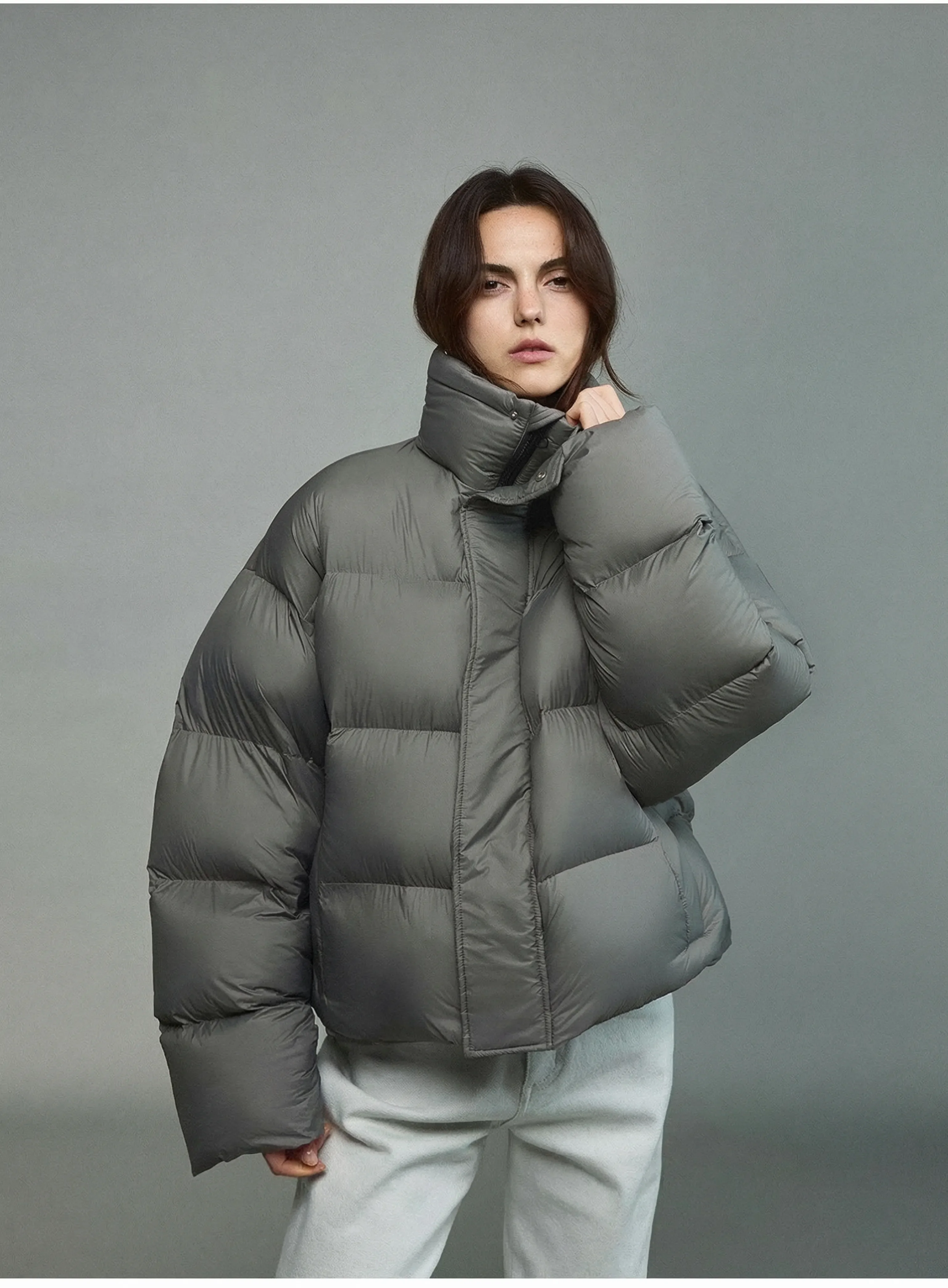 Cropped Stand-Collar Puffer - Image 3