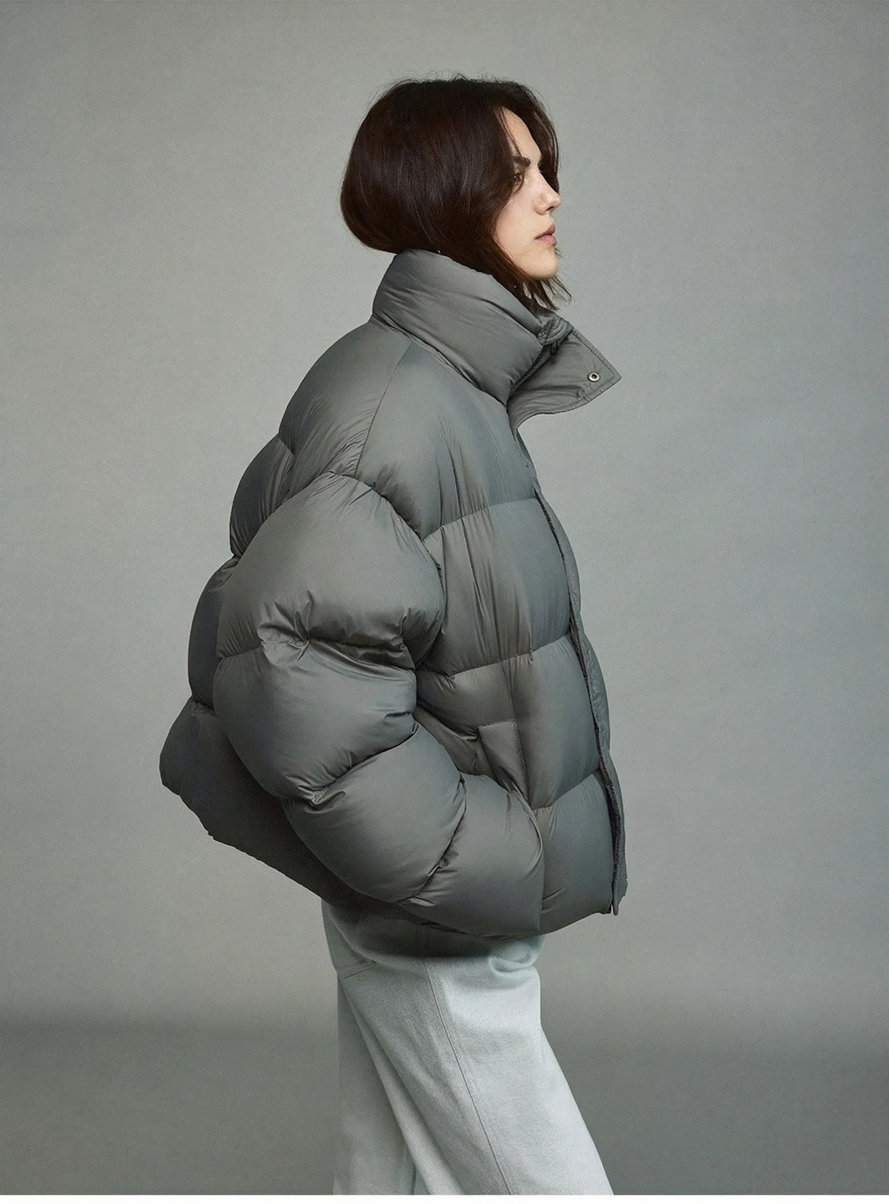 Cropped Stand-Collar Puffer - Image 5