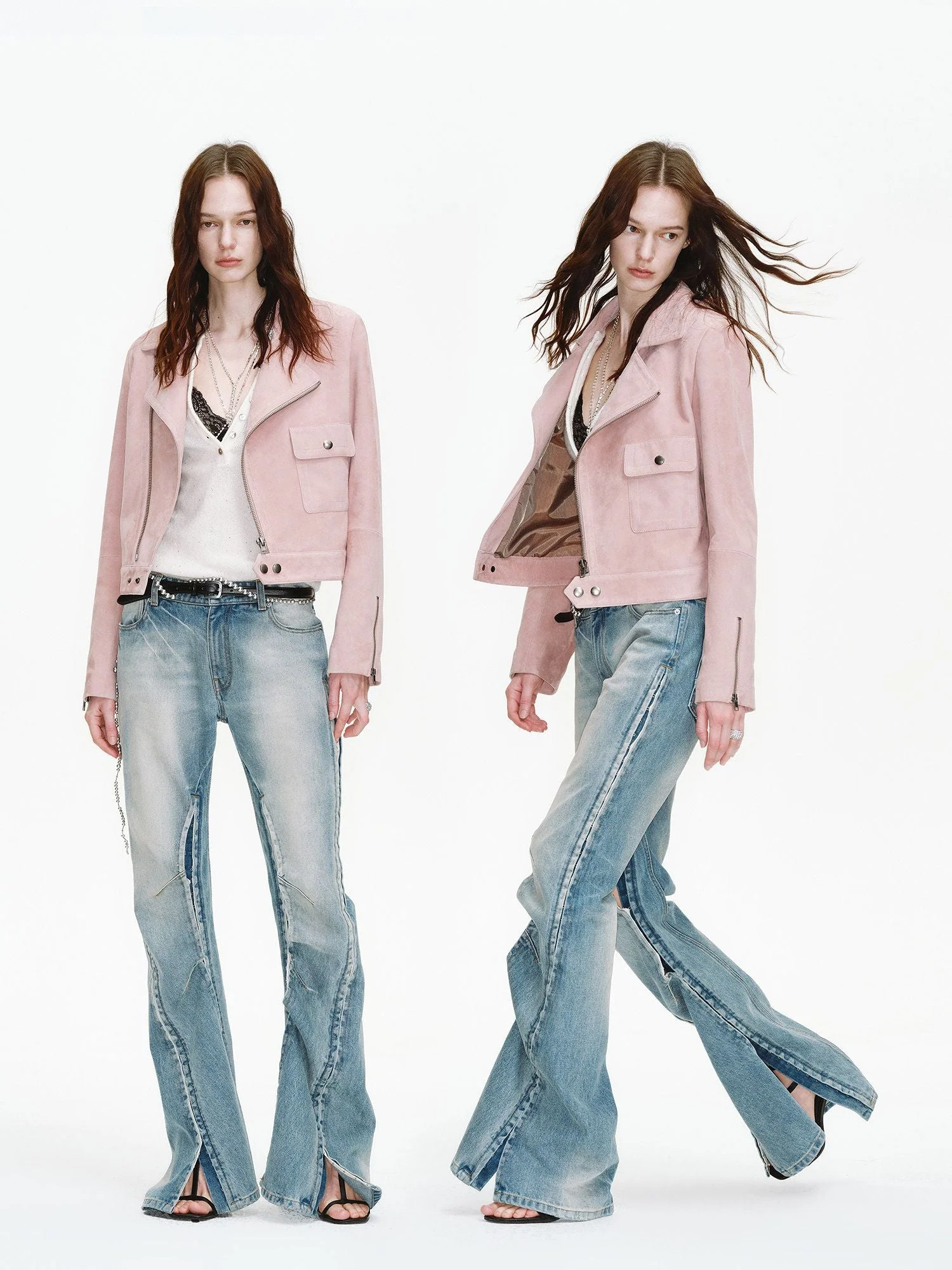 Cropped Suede Biker Jacket - Image 3