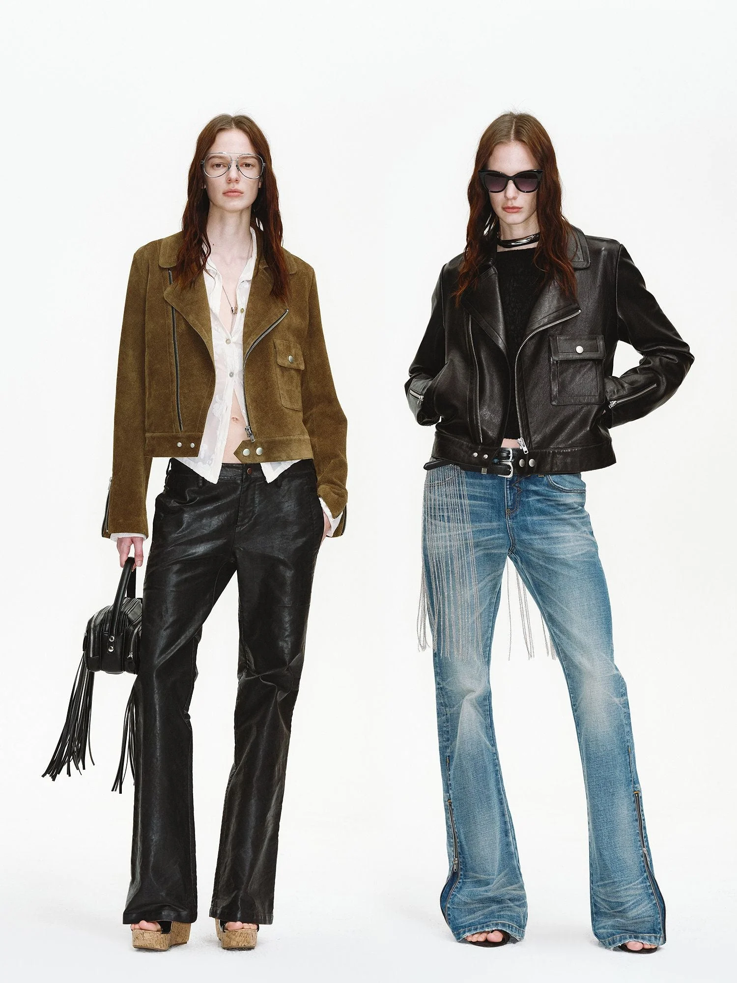 Cropped Suede Moto Jacket - Image 5