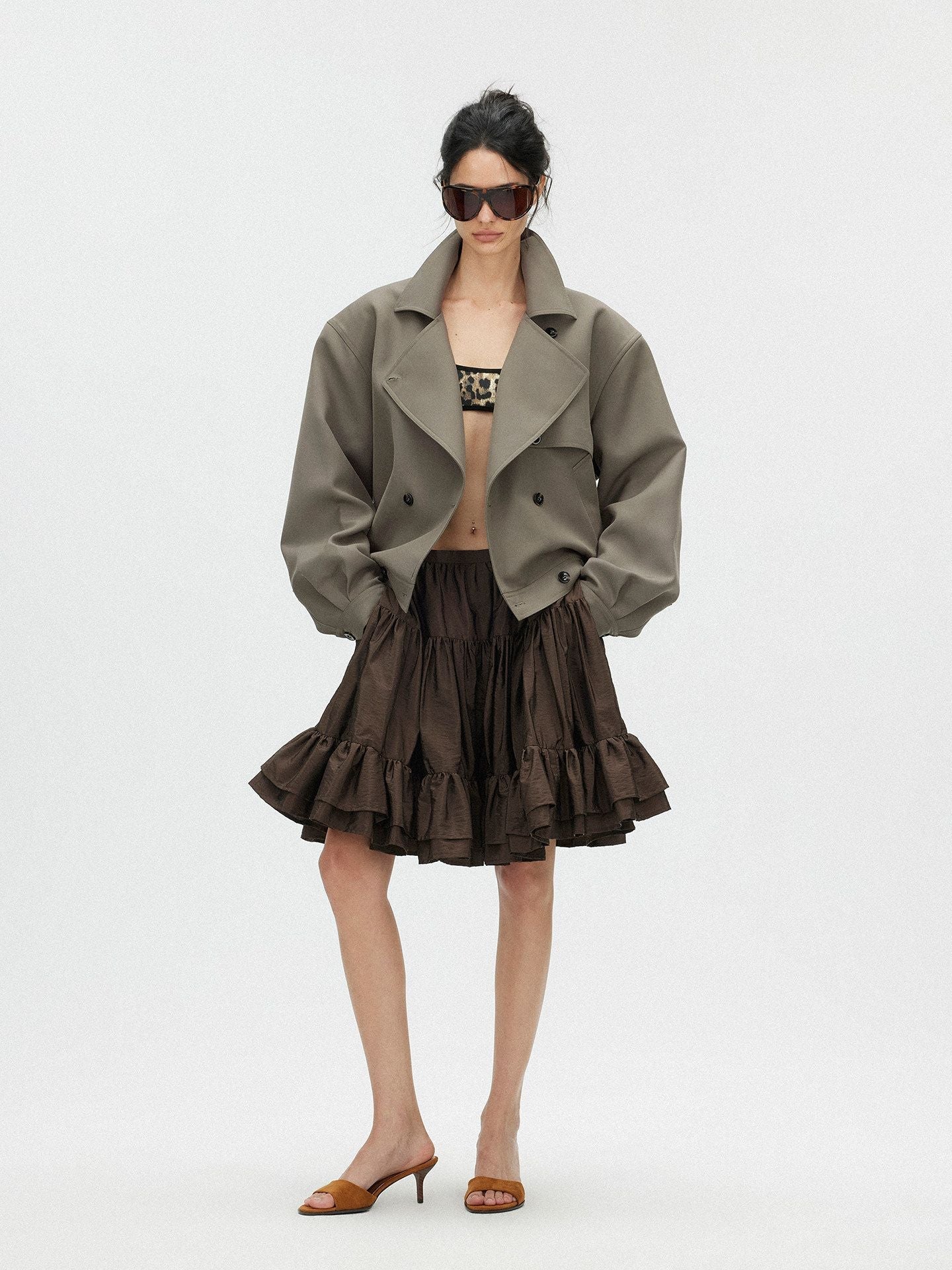 Cropped Trench Jacket - Image 2