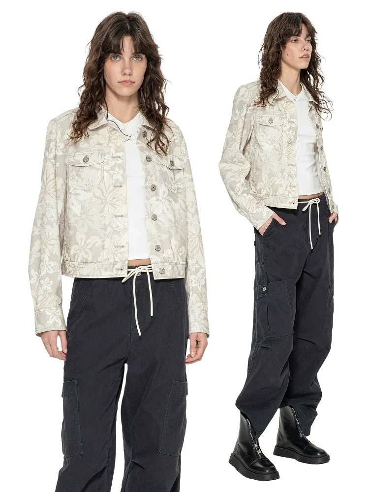 Cropped Twill Trucker Jacket