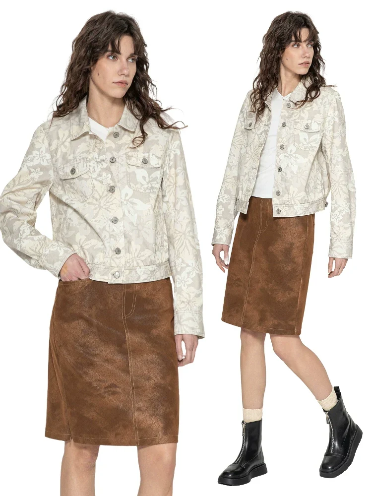 Cropped Twill Trucker Jacket - Image 3