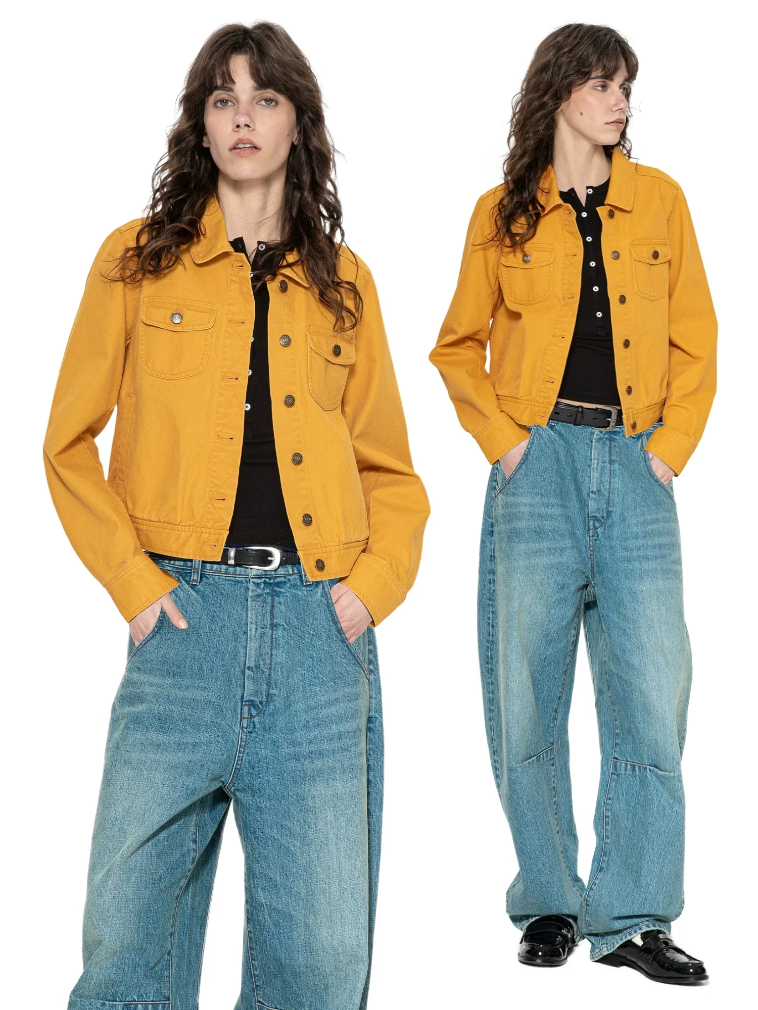 Cropped Twill Trucker Jacket - Image 5