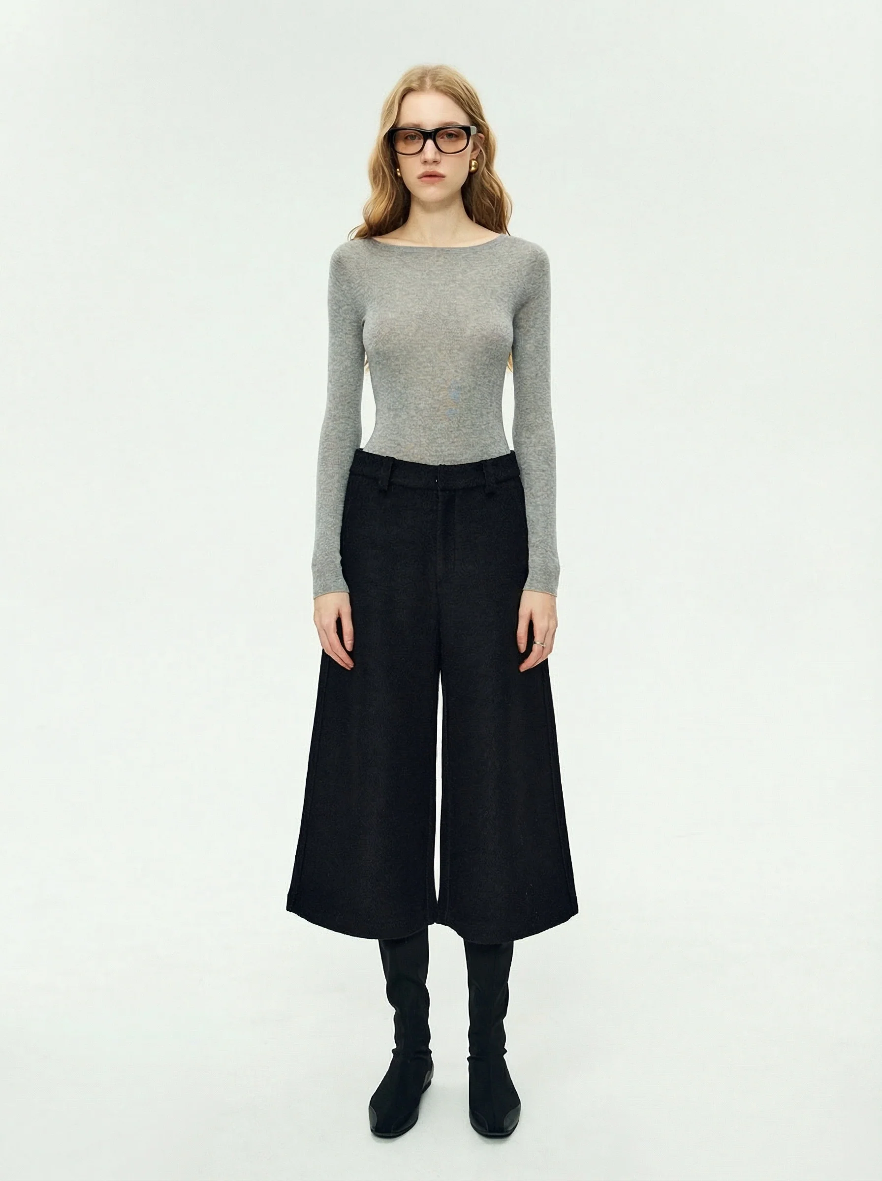 Cropped Wide-Leg Trousers
