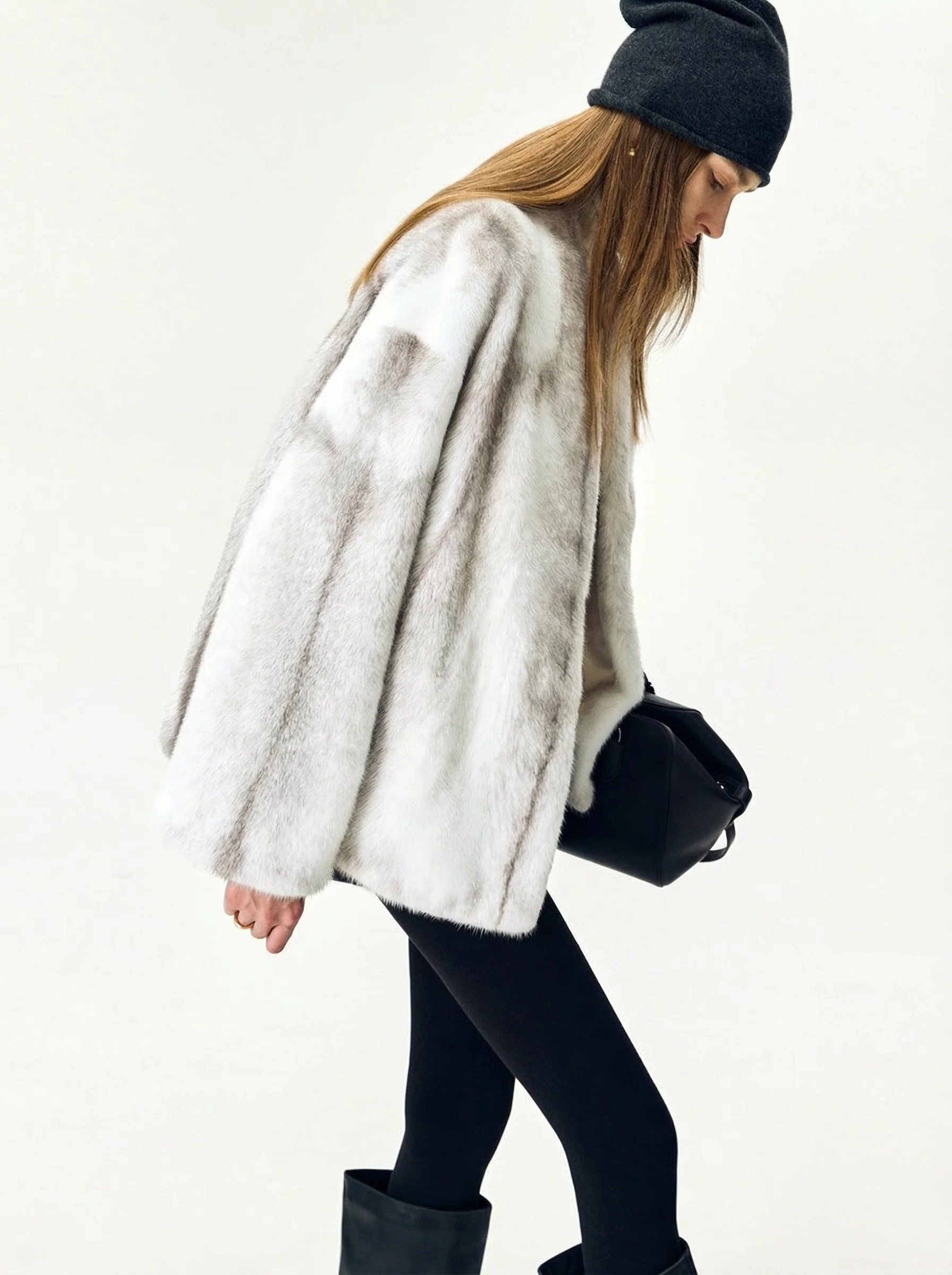 Cross Mink V-Neck Coat - Image 2