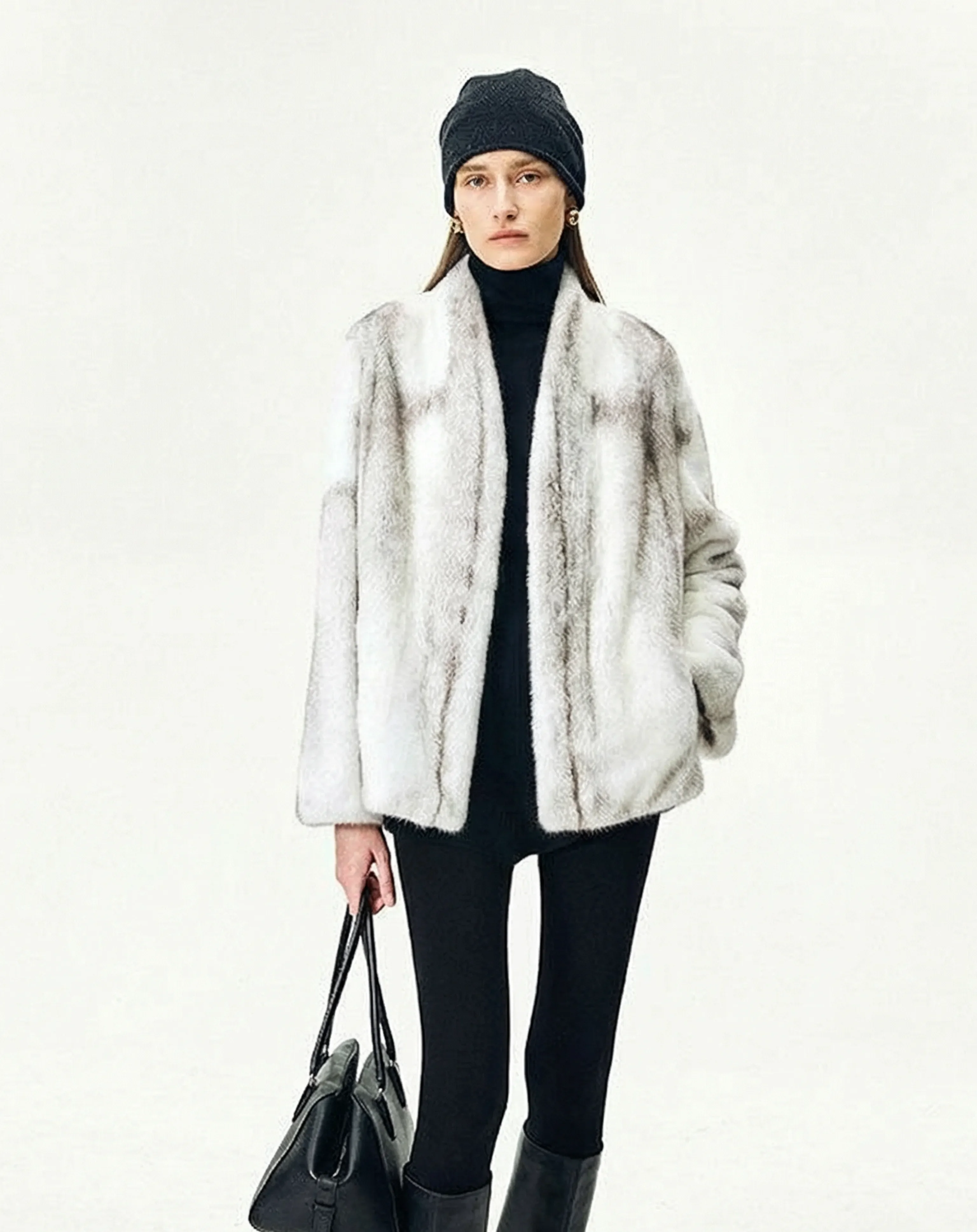 Cross Mink V-Neck Coat - Image 4