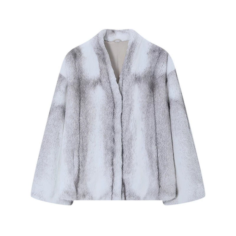 Cross Mink V-Neck Coat - Image 6
