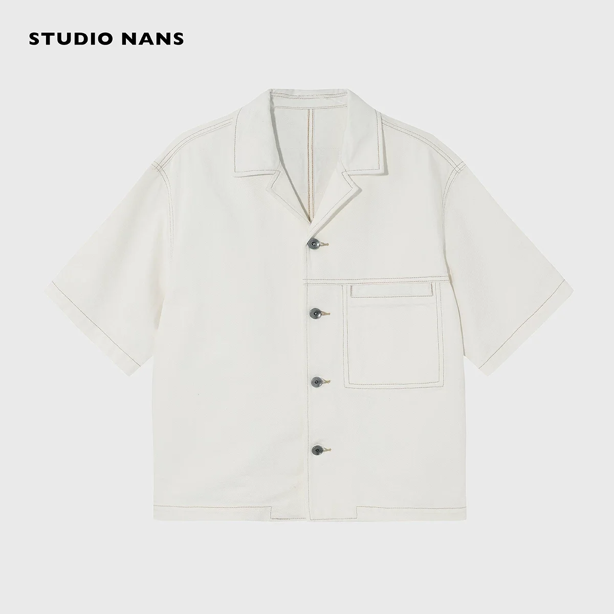 Cuban Collar Denim Overshirt - Image 6