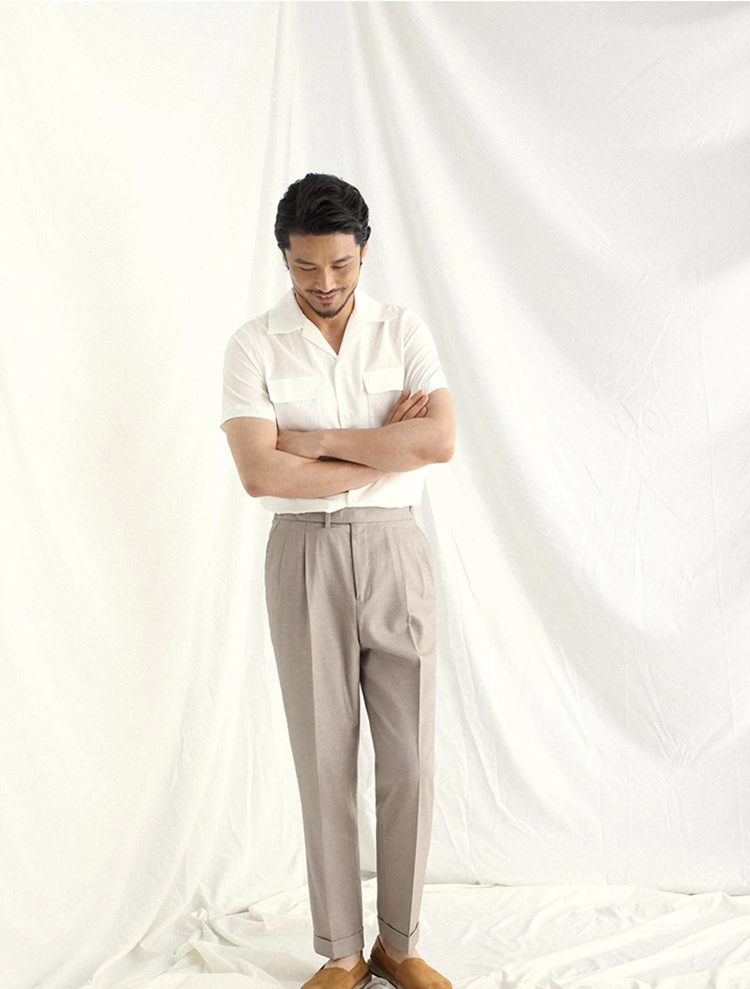 Cuban Collar Short-Sleeve Shirt