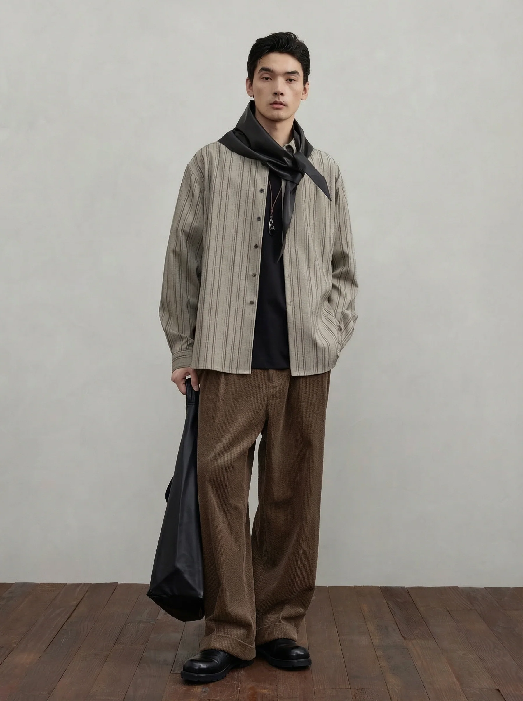 Cuffed Corduroy Double-Pleat Trousers