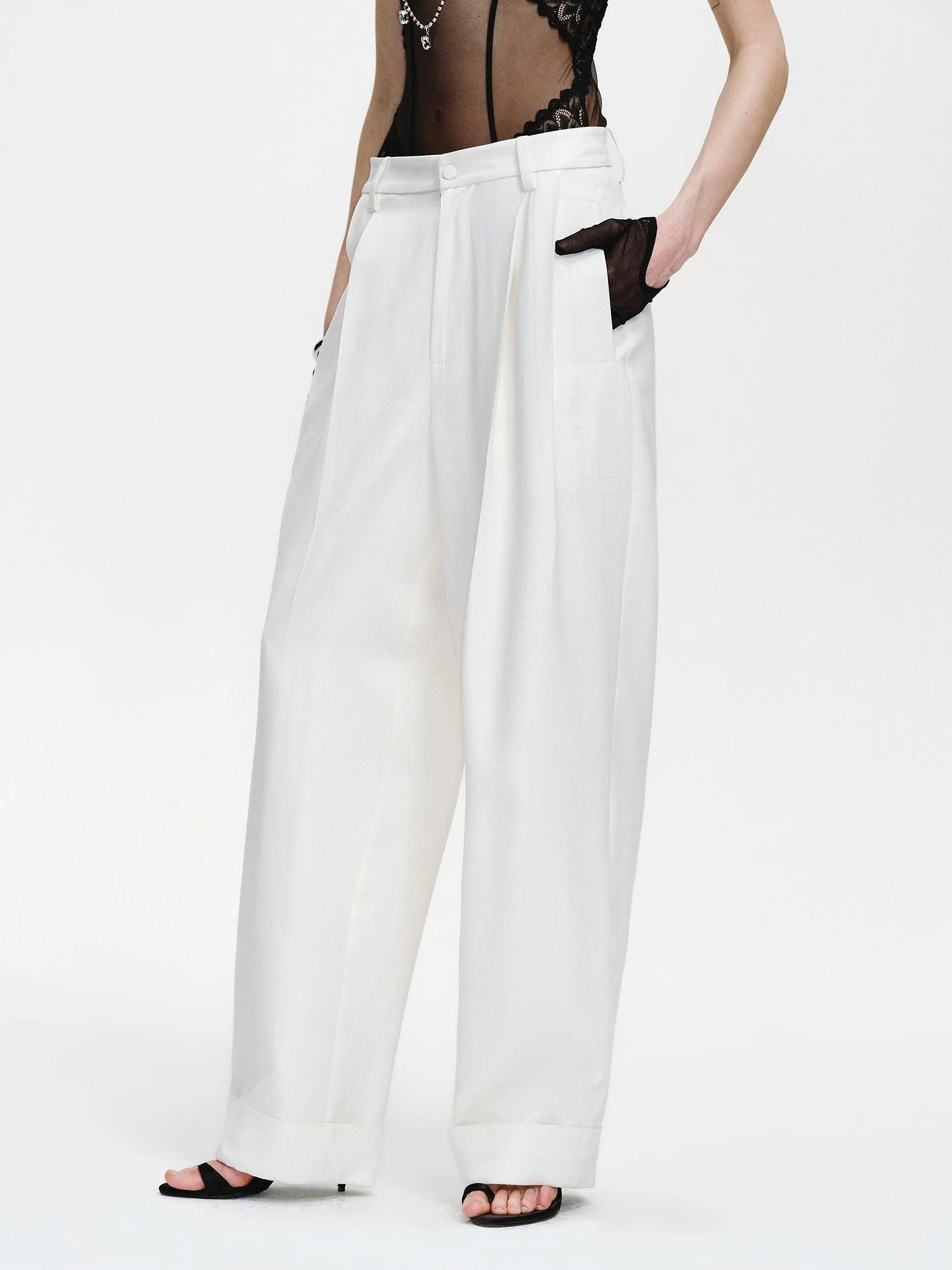 Cuffed Pleated Trousers