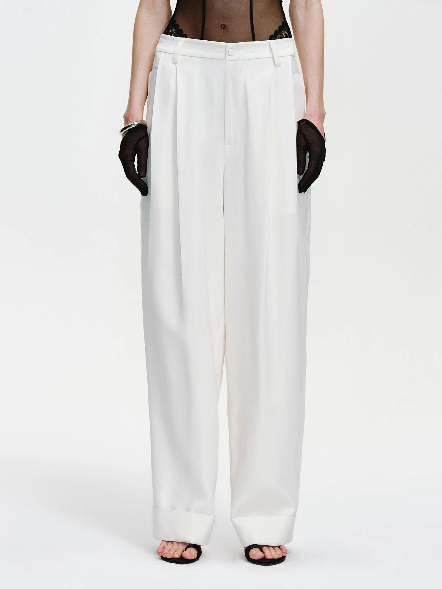 Cuffed Pleated Trousers - Image 3