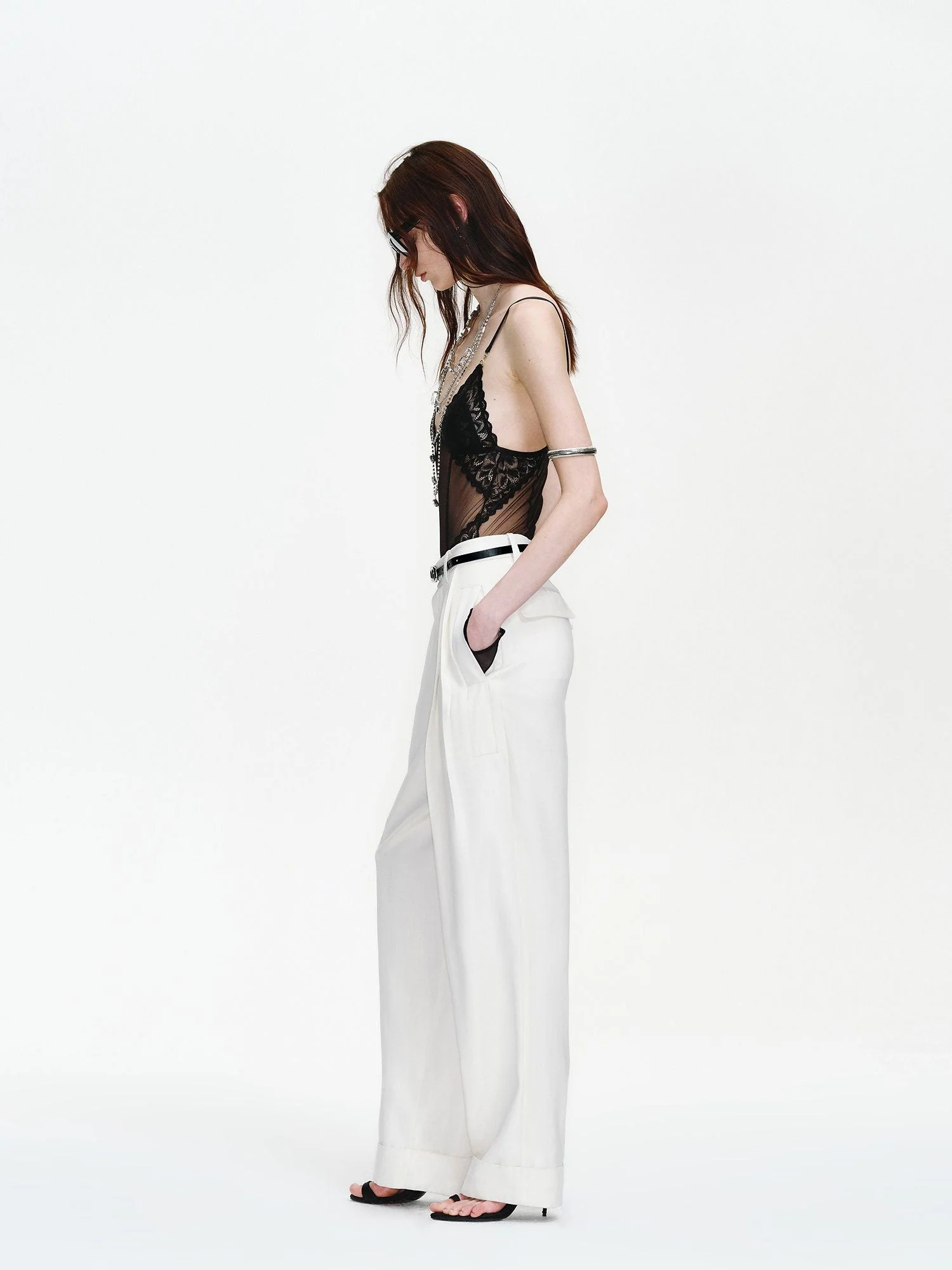 Cuffed Pleated Trousers - Image 4