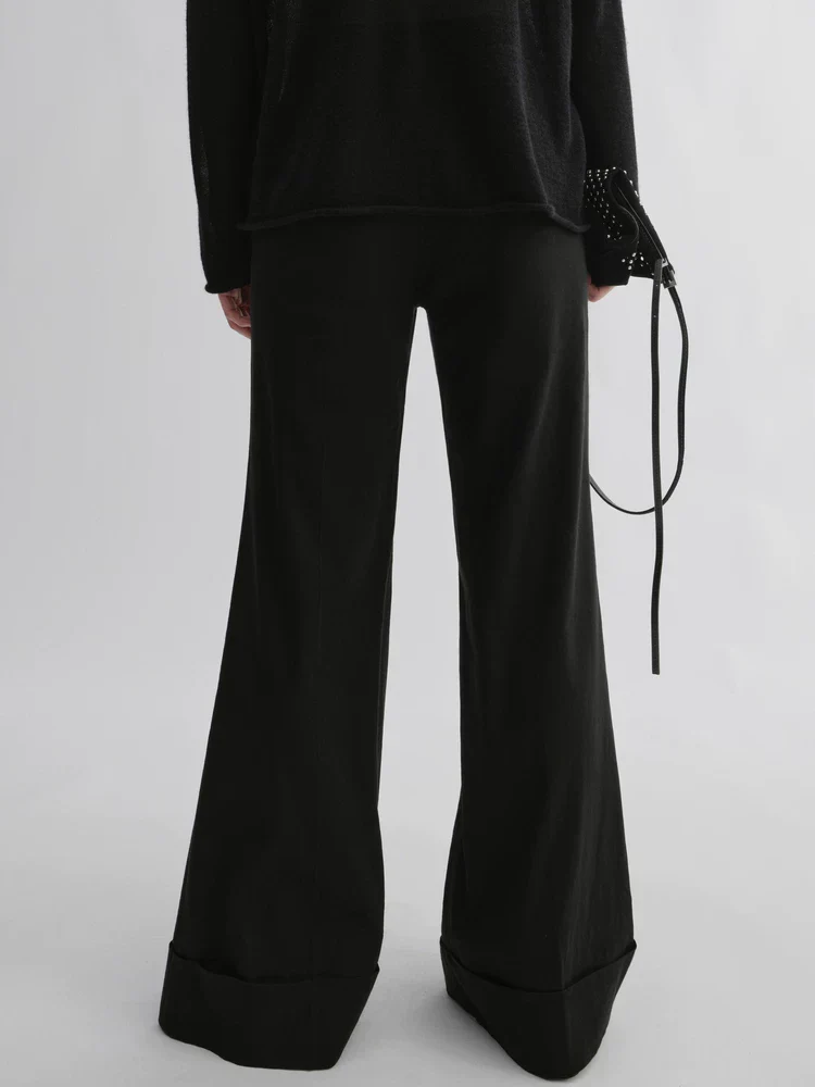 Cuffed Wide-Leg Trousers