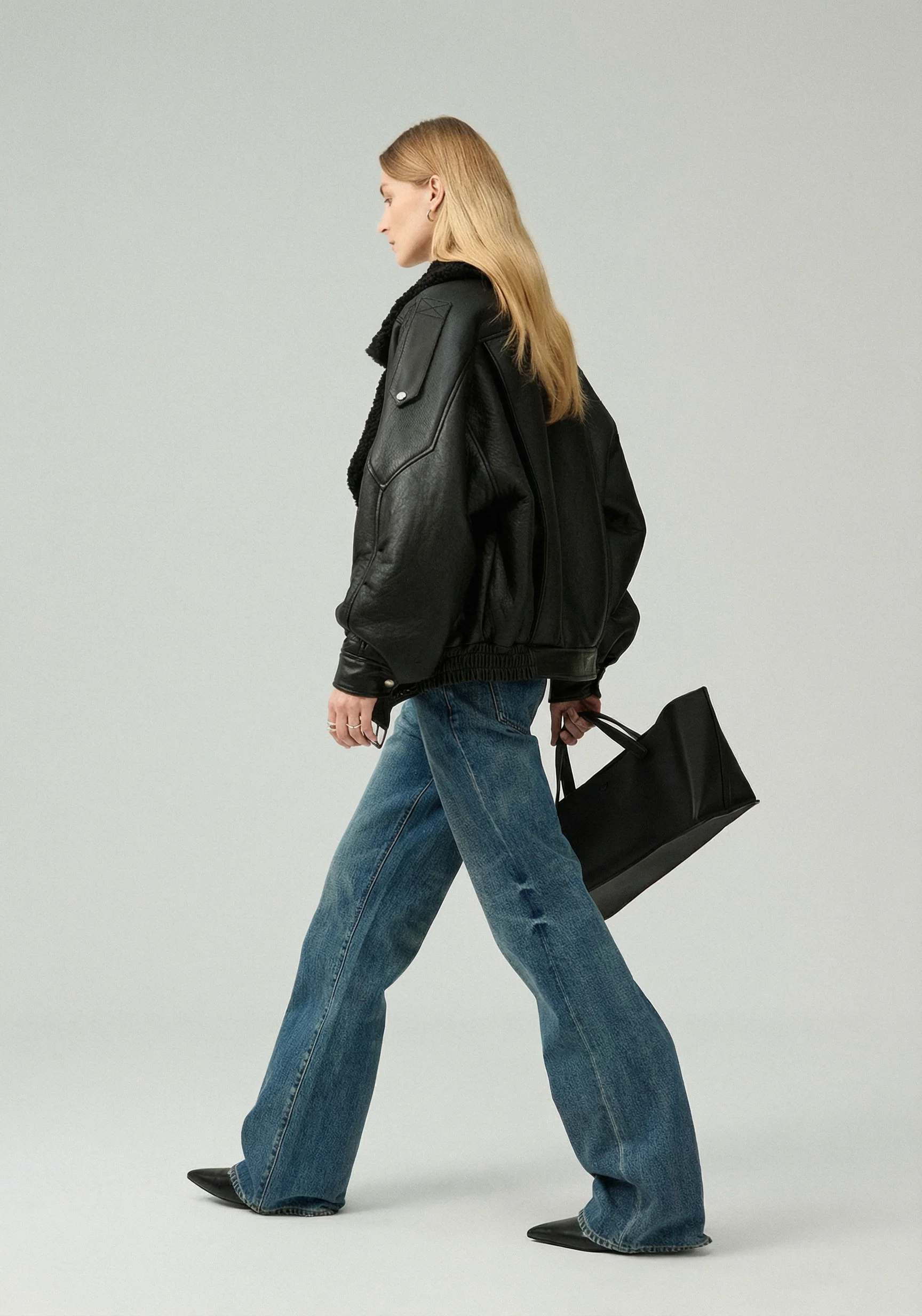 Curly Lambskin Aviator Jacket - Image 2