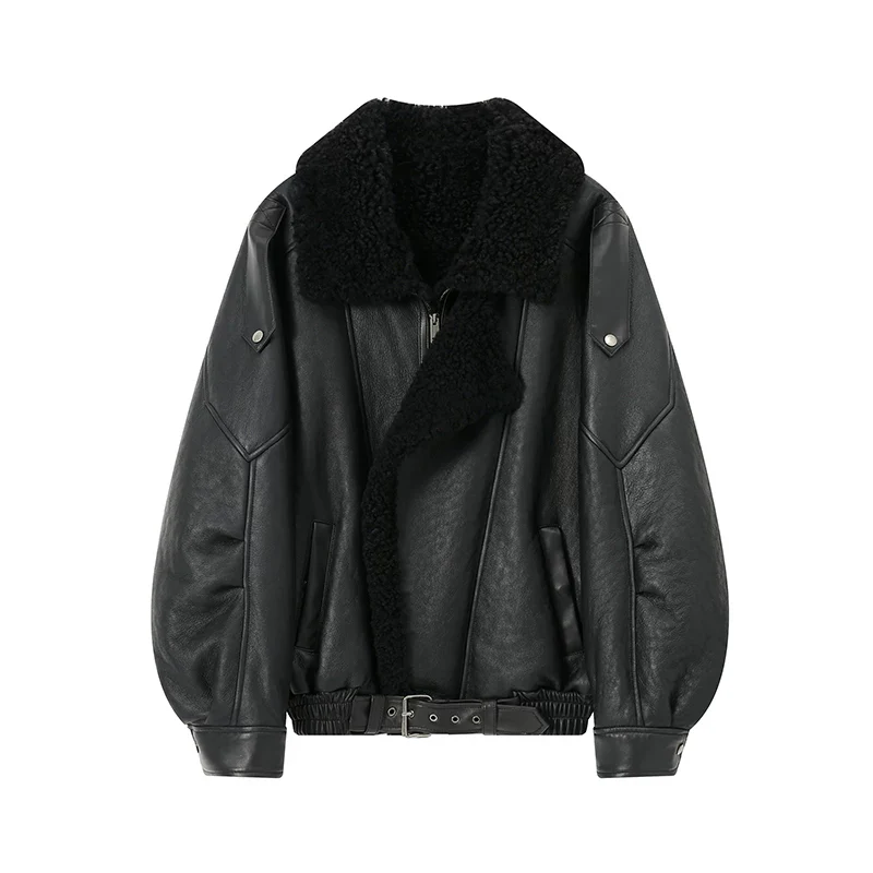 Curly Lambskin Aviator Jacket - Image 8