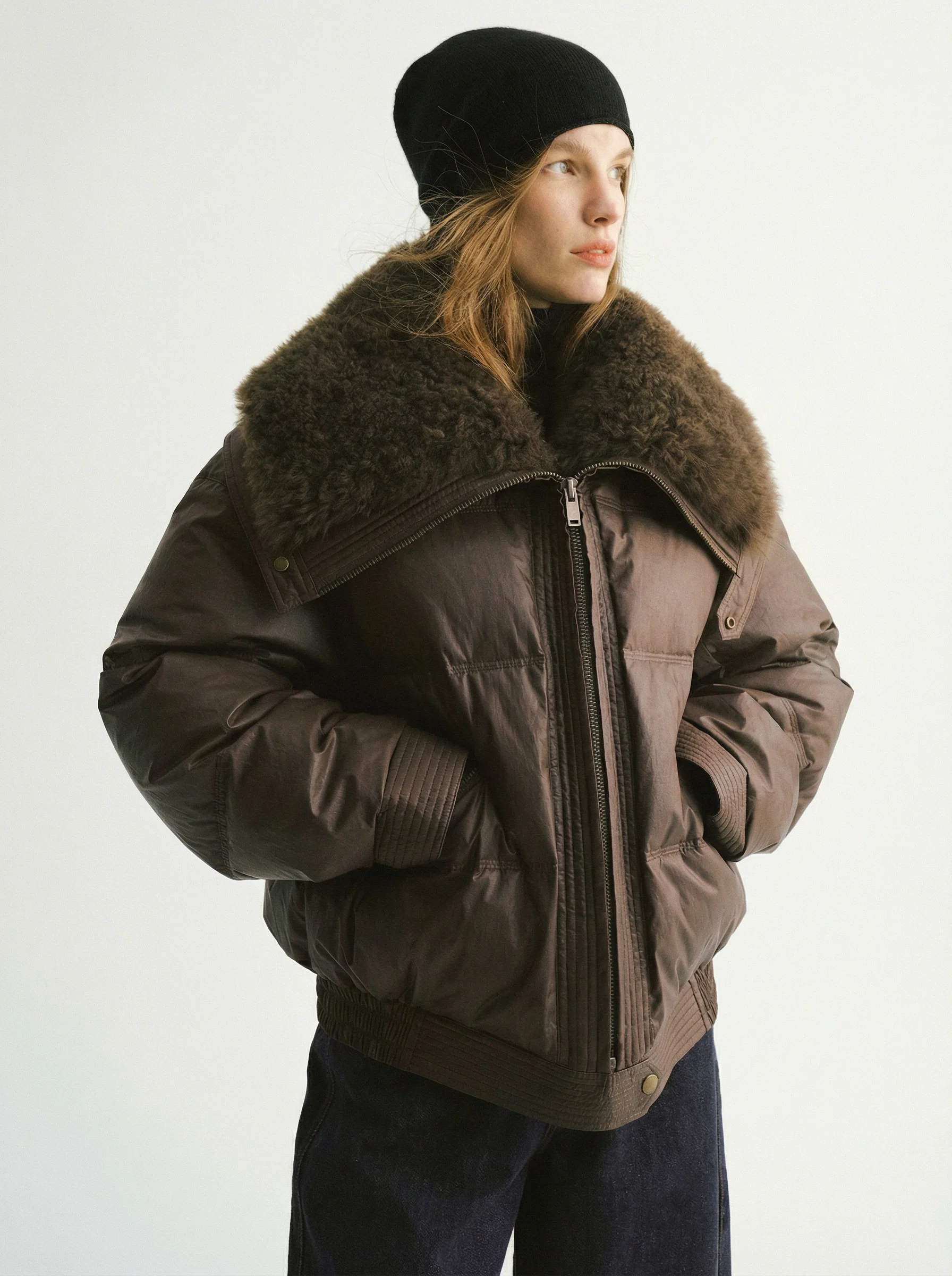 Curly Shearling Collar Down Jacket - Image 2
