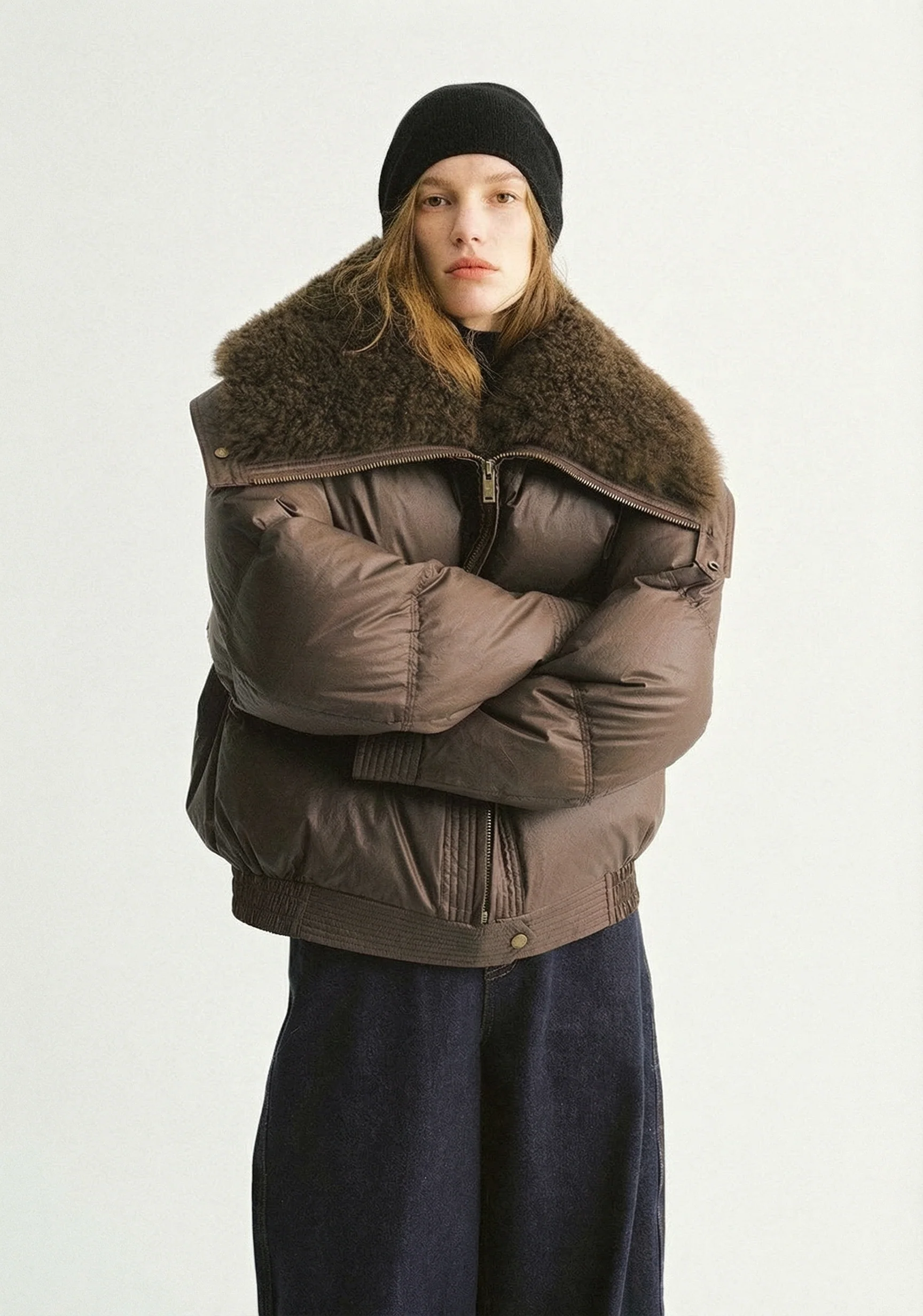 Curly Shearling Collar Down Jacket - Image 4