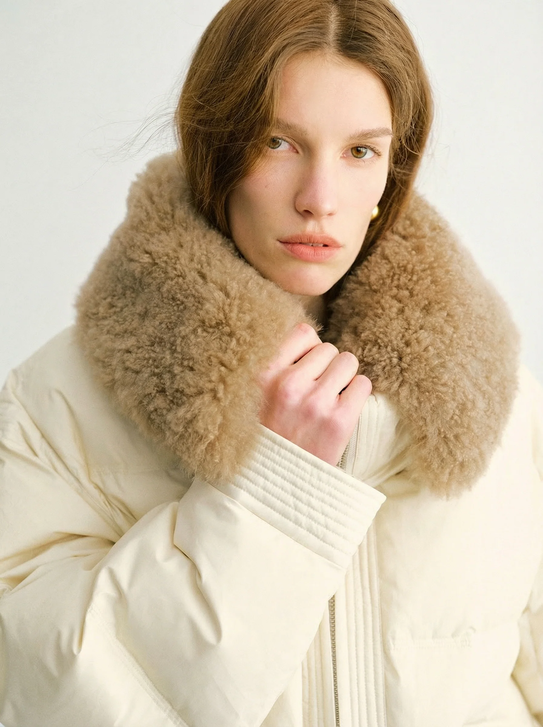 Curly Shearling Collar Down Jacket - Image 5
