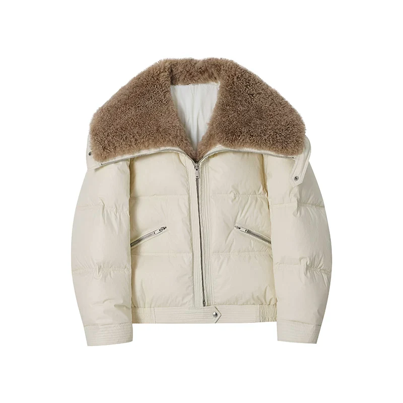 Curly Shearling Collar Down Jacket - Image 6