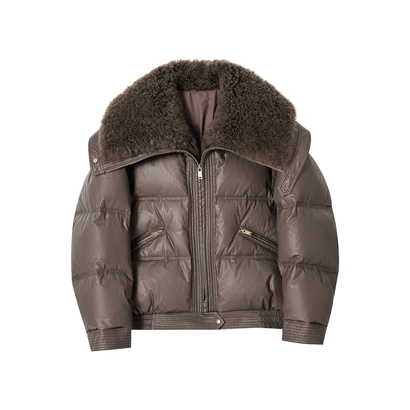Curly Shearling Collar Down Jacket - Image 7