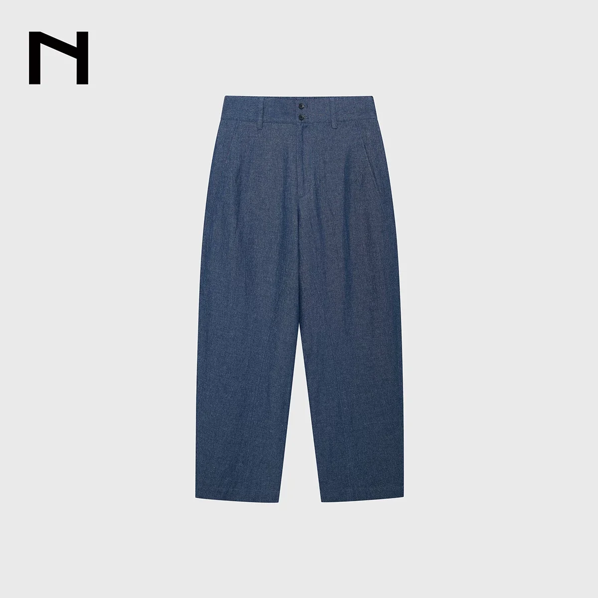 Curved Cut Hemp-Cotton Denim Cropped Pants - Image 6