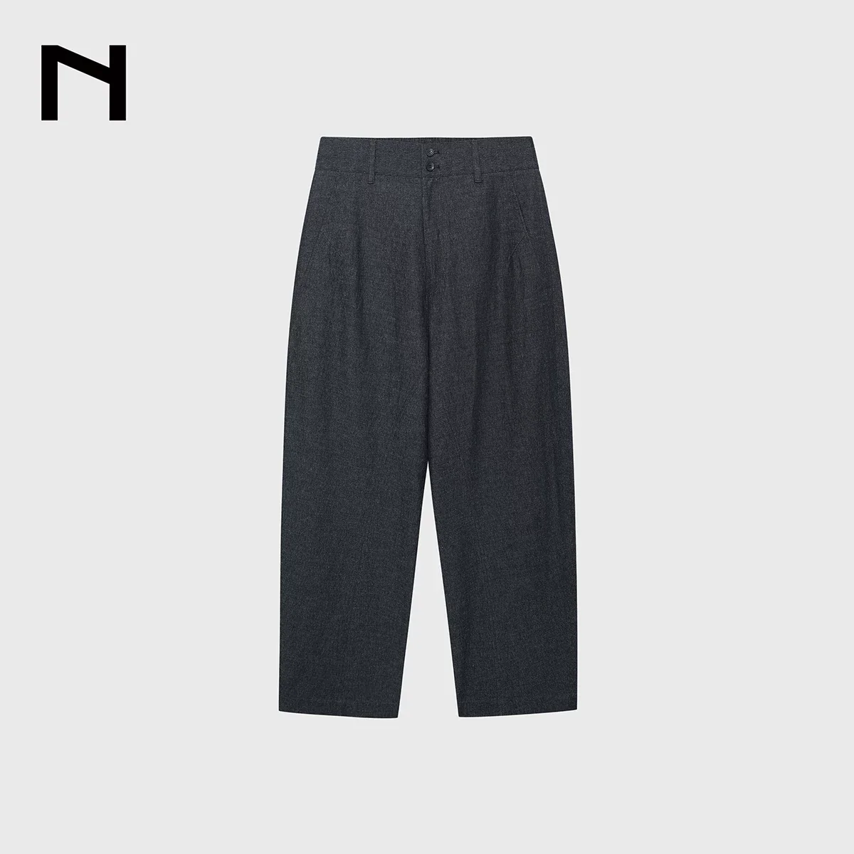Curved Cut Hemp-Cotton Denim Cropped Pants - Image 7