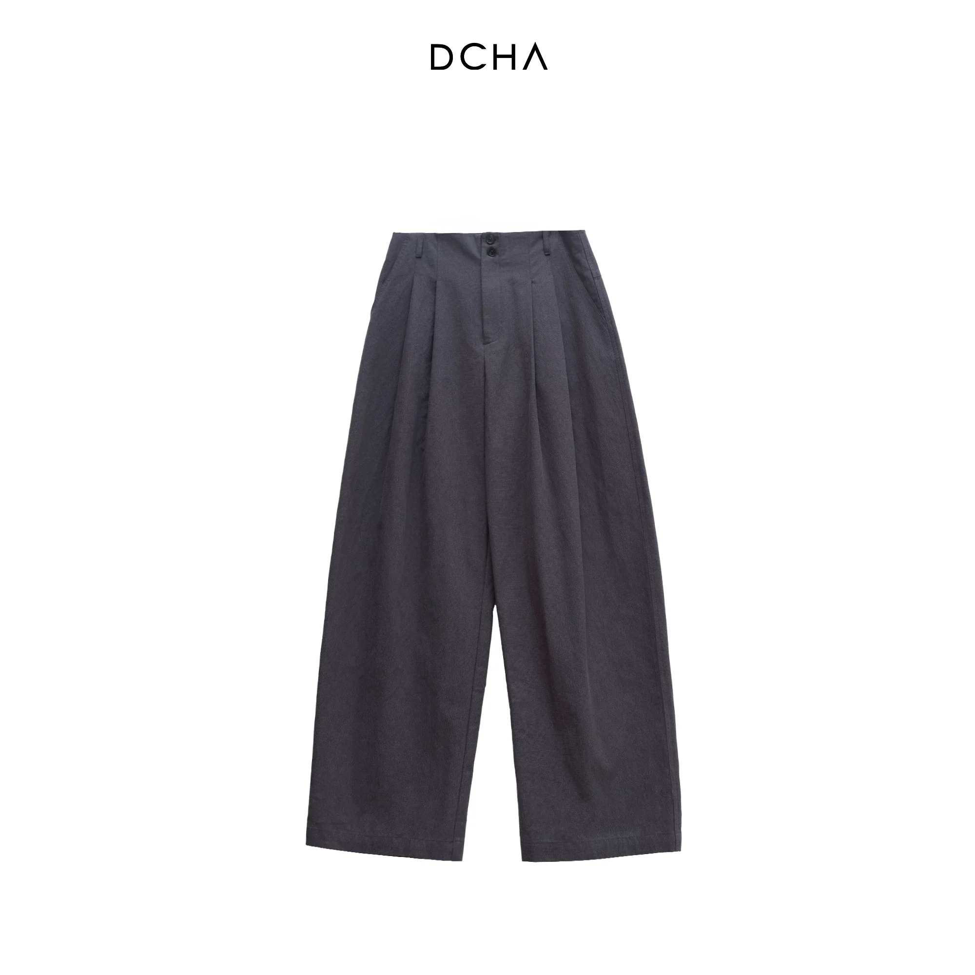 Curved Double-Pleat Wide-Leg Trousers - Image 7