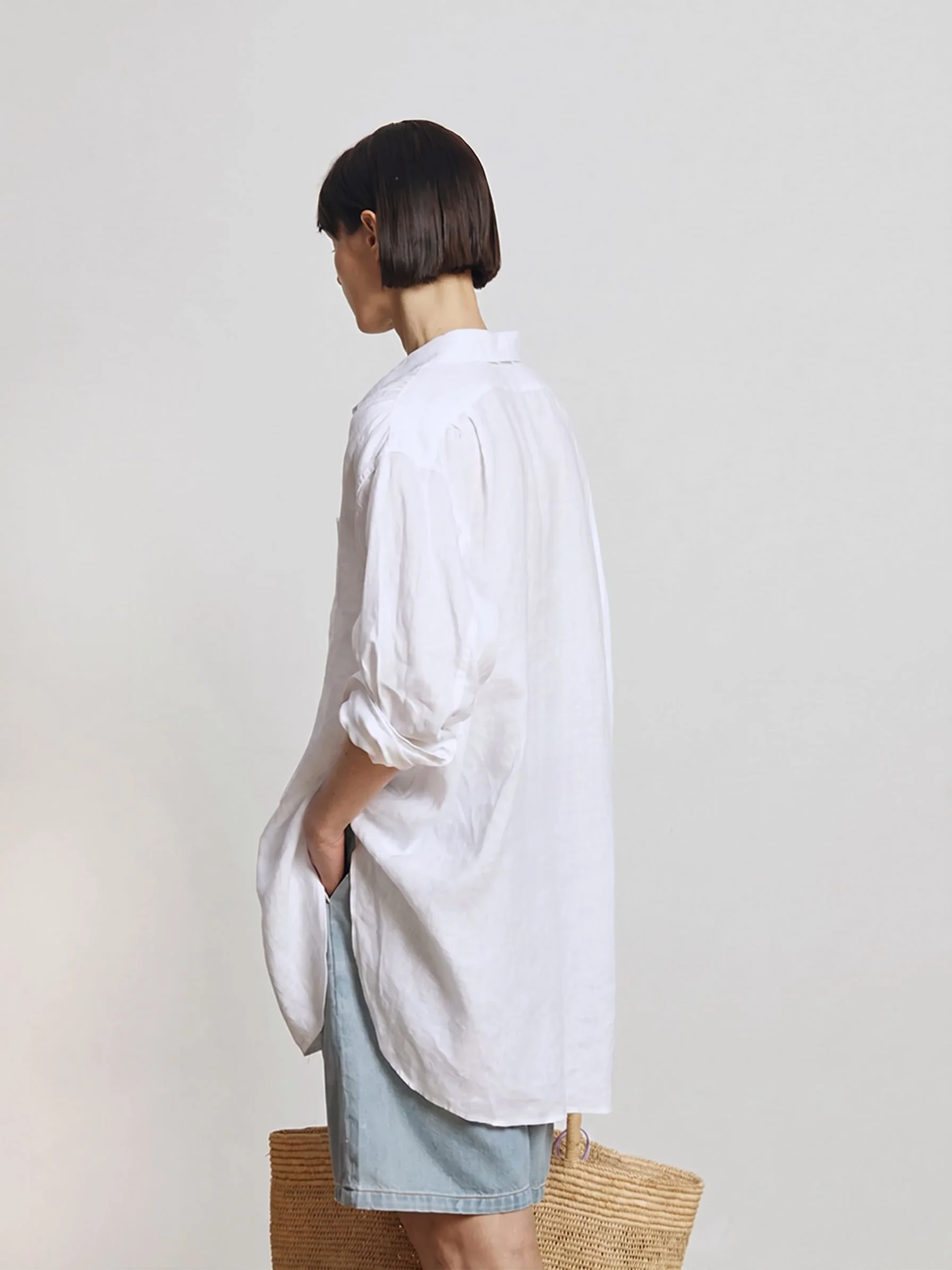 Curved Hem Linen Shirt - Image 2