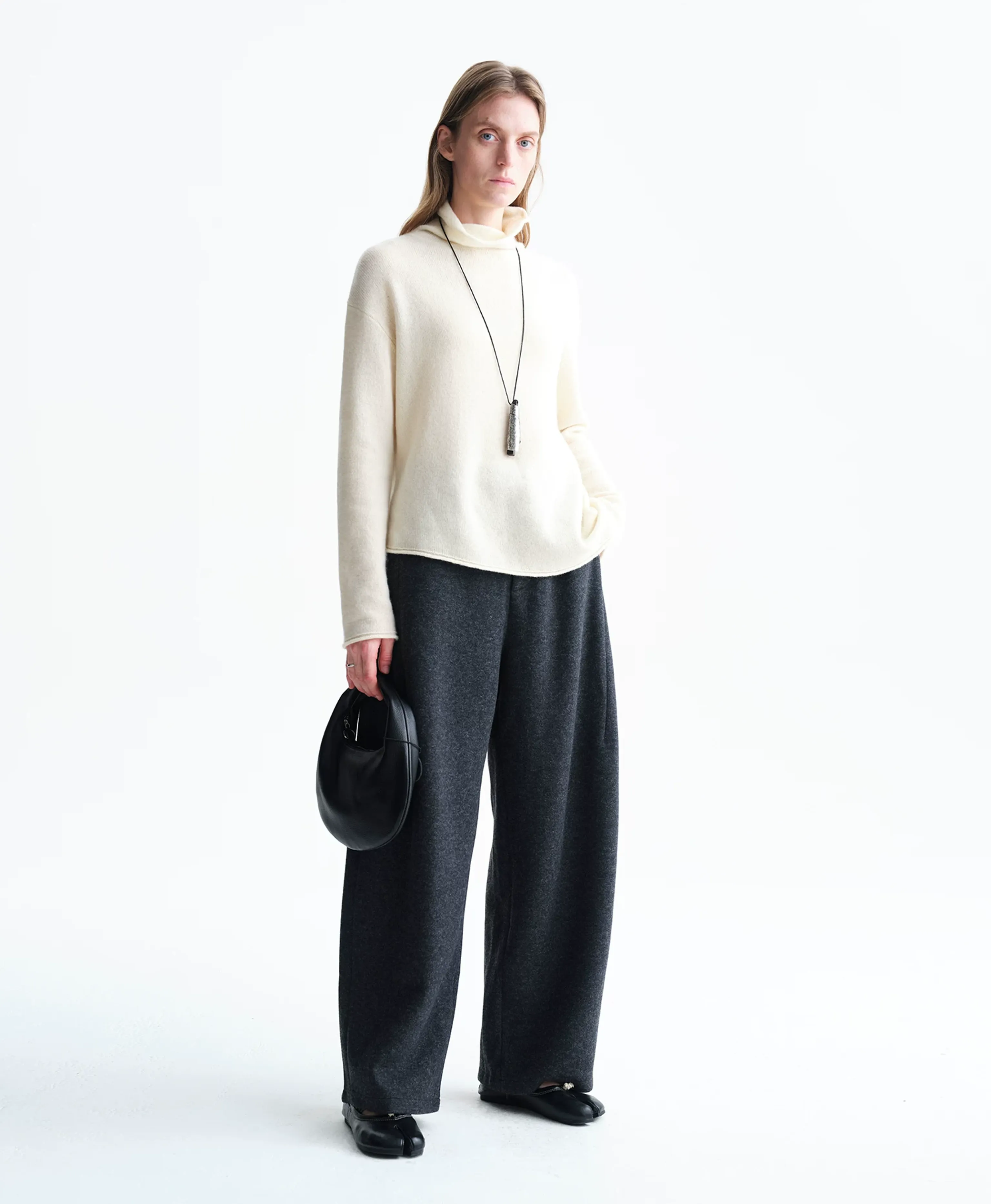 Curved Knit Wide-Leg Trousers - Image 2