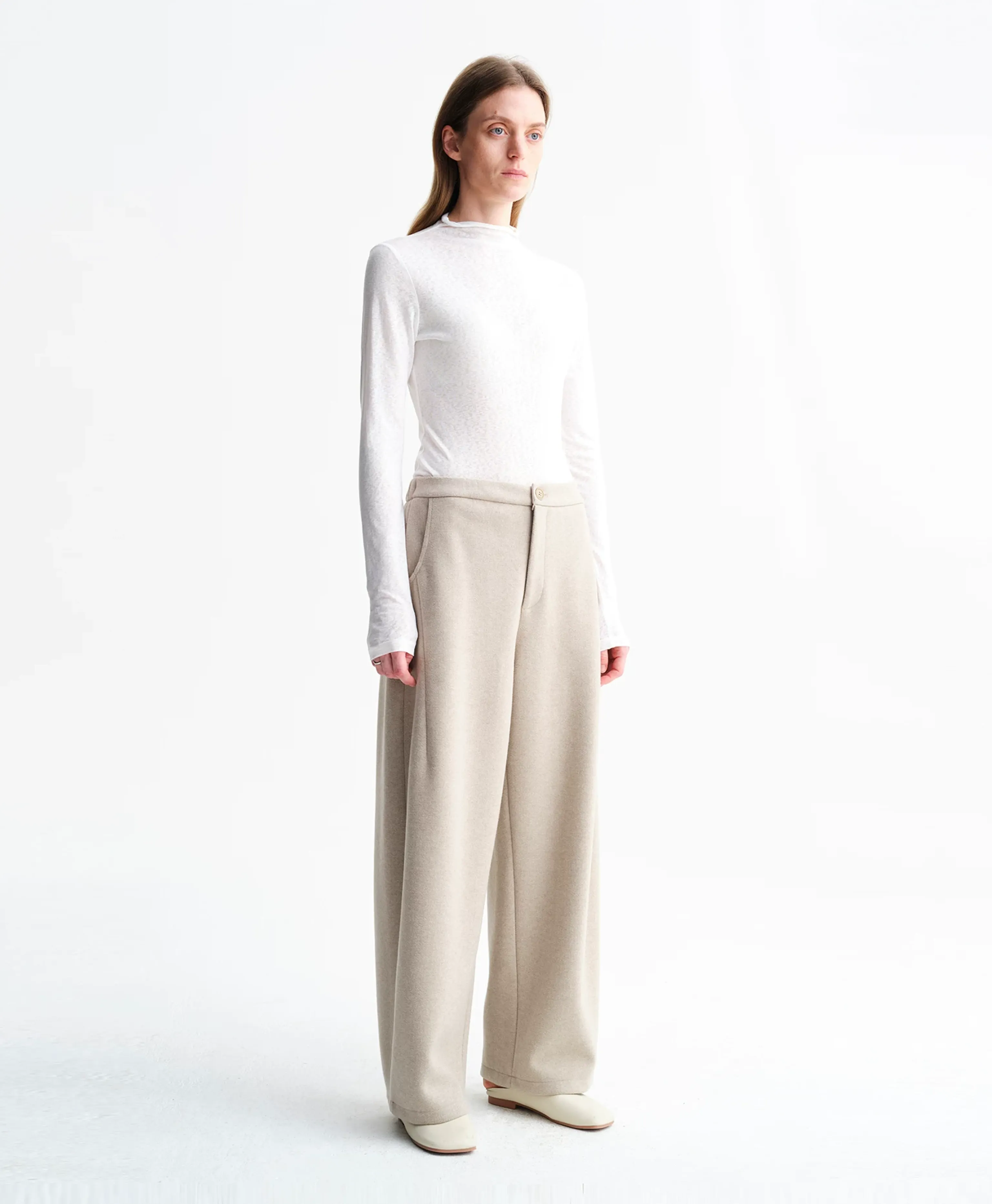 Curved Knit Wide-Leg Trousers - Image 3