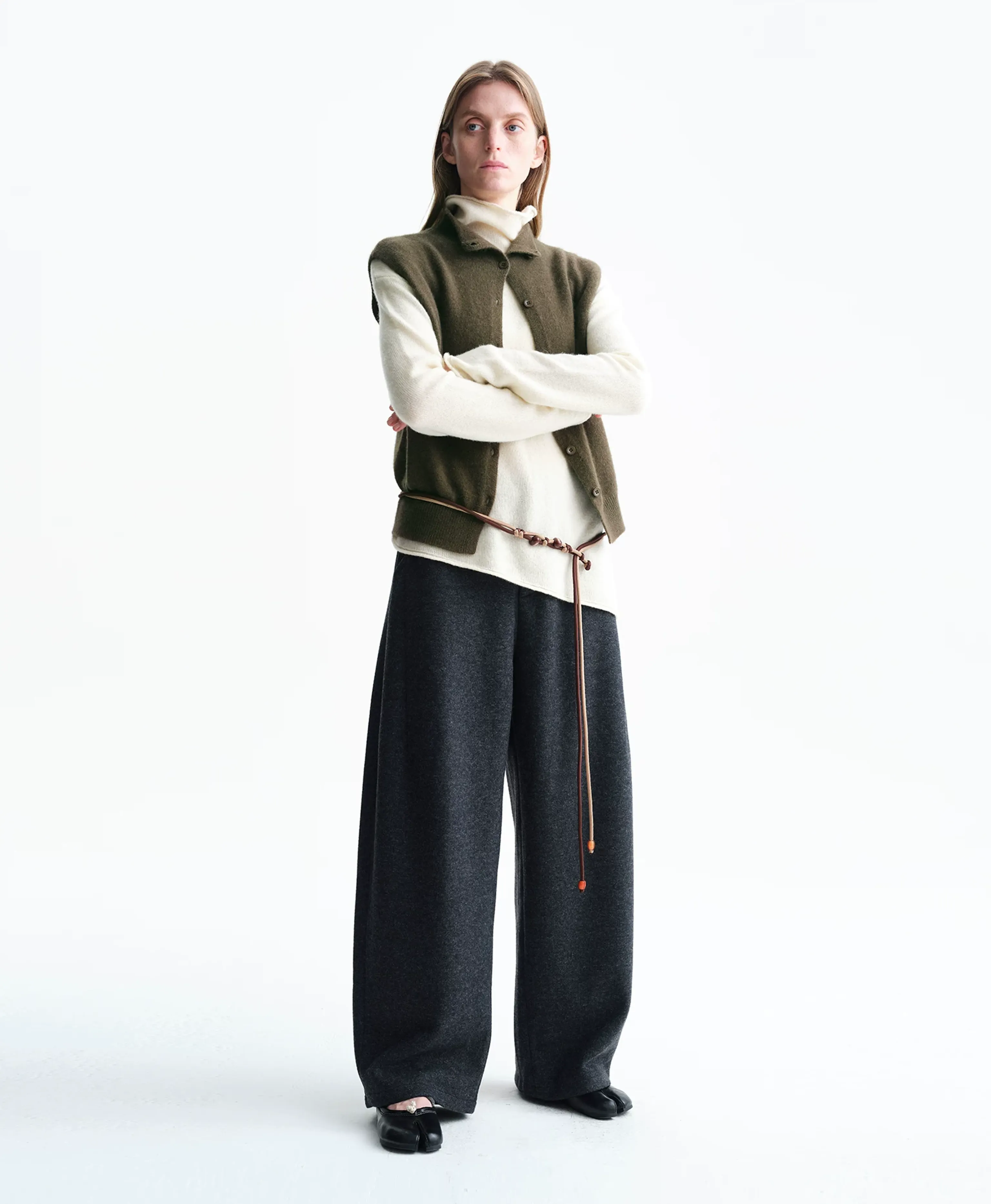 Curved Knit Wide-Leg Trousers - Image 4