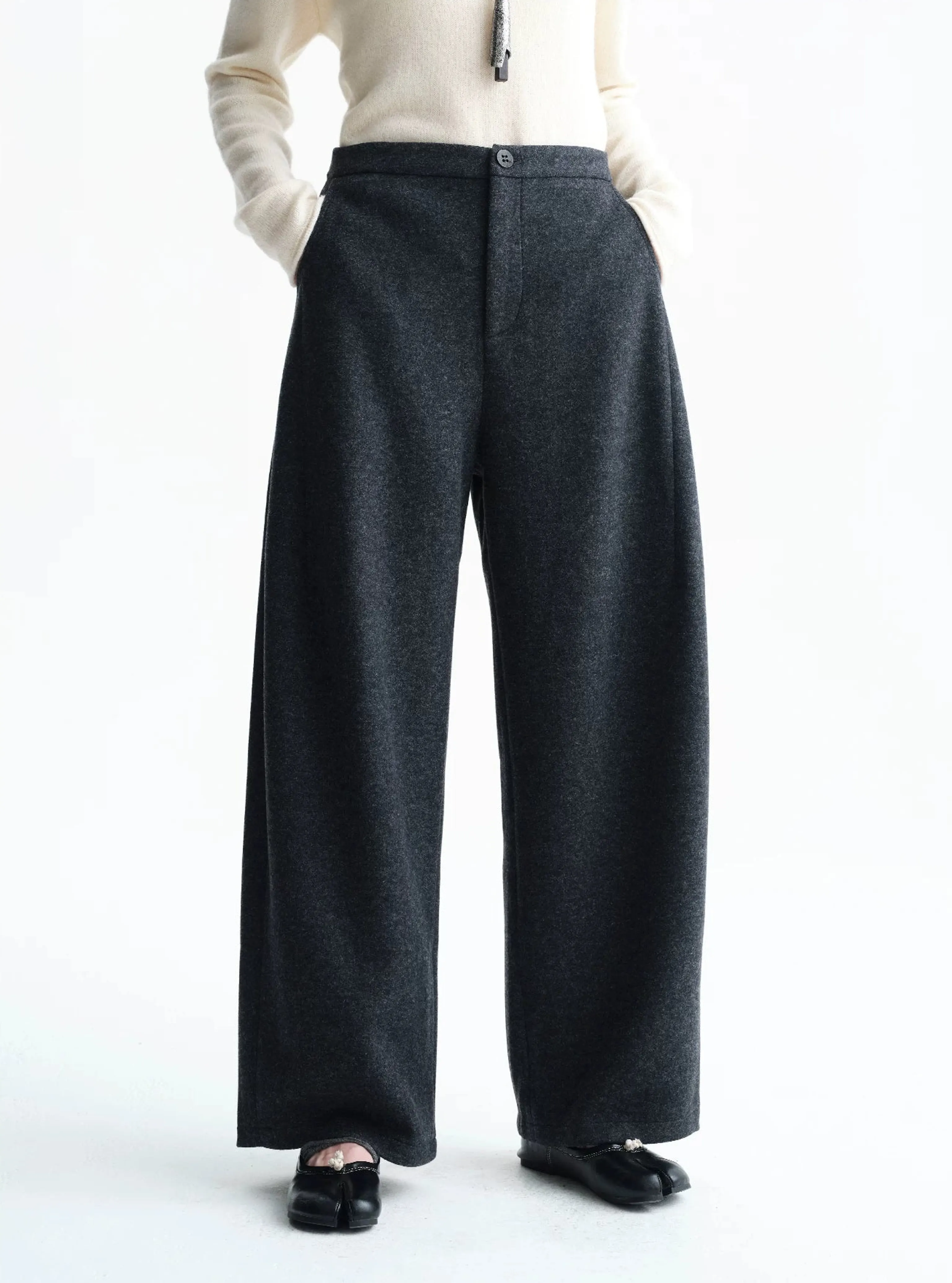 Curved Knit Wide-Leg Trousers - Image 6