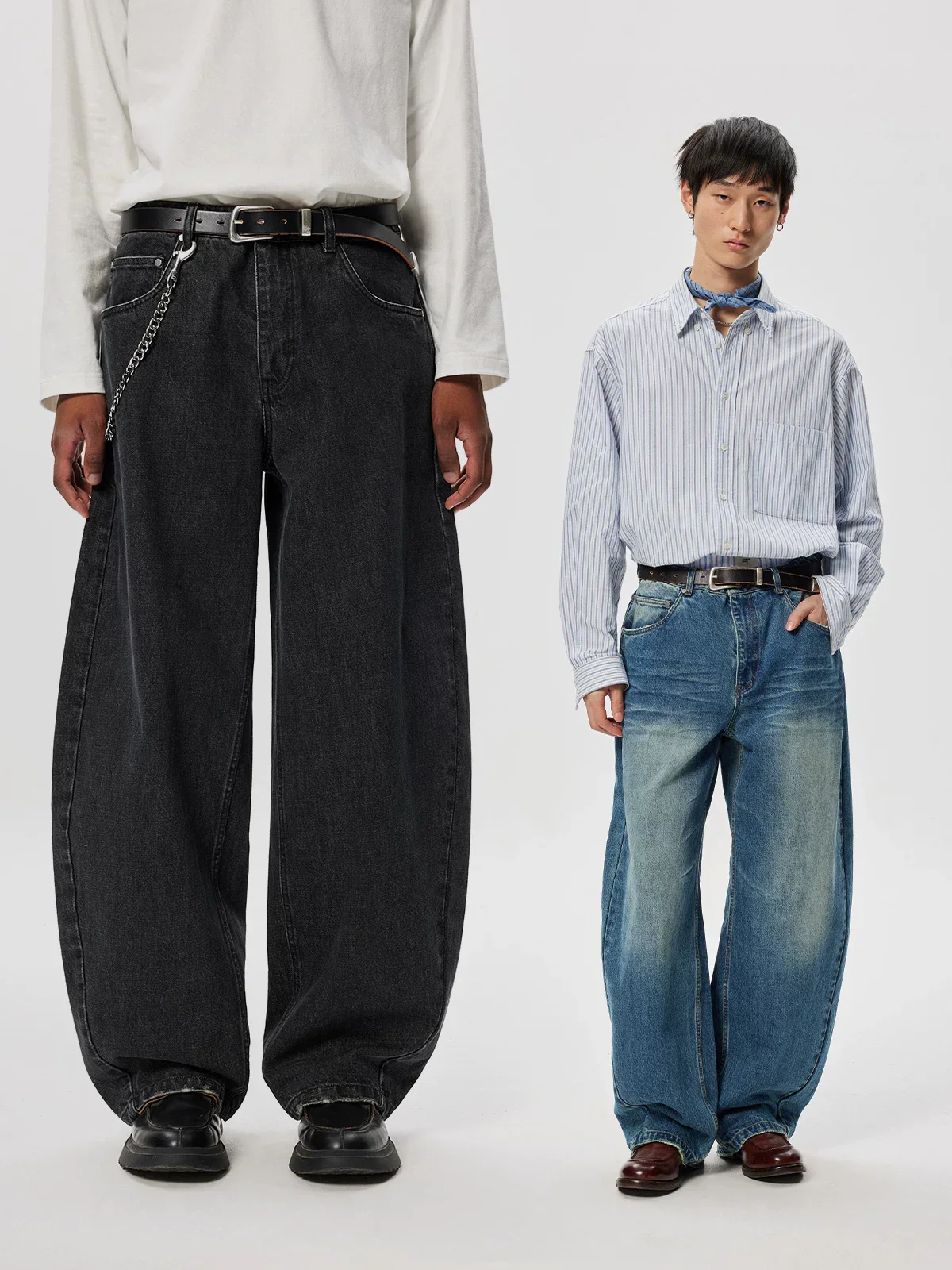 Curved-Leg Heavyweight Slub Denim Jeans