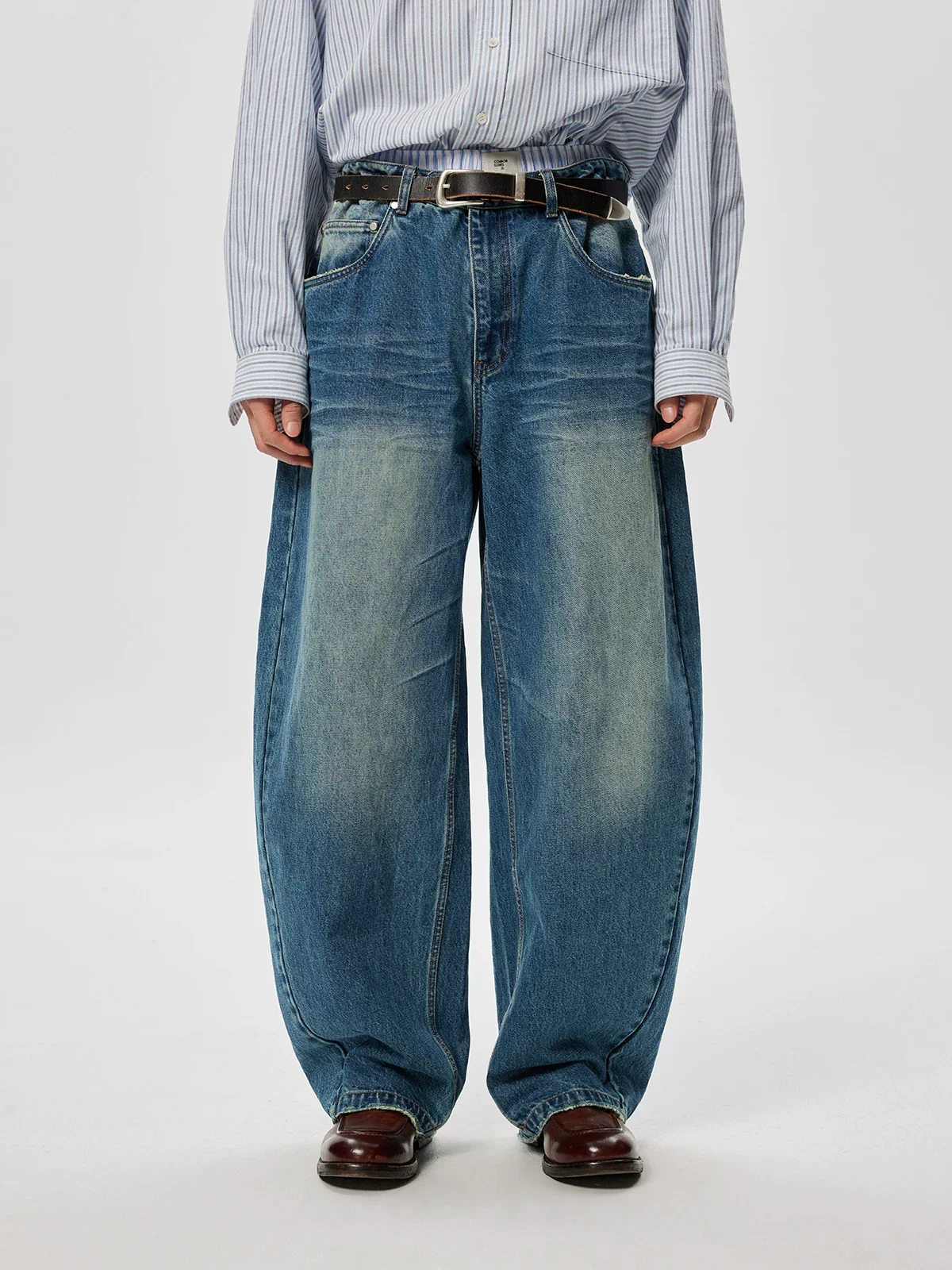Curved-Leg Heavyweight Slub Denim Jeans - Image 7
