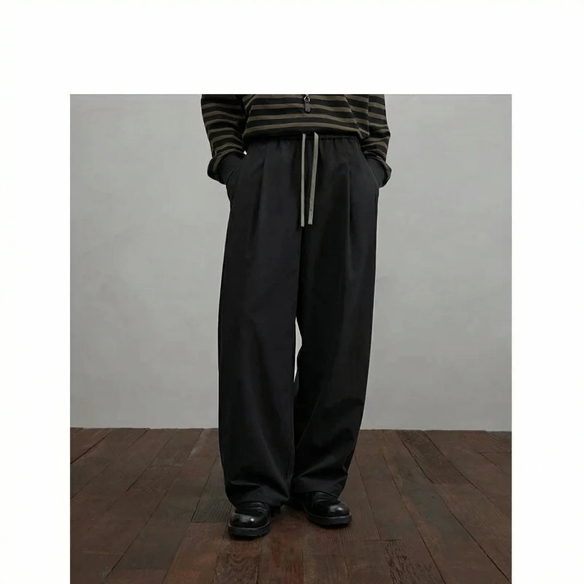 Curved Pleat Drawstring Trousers - Image 5