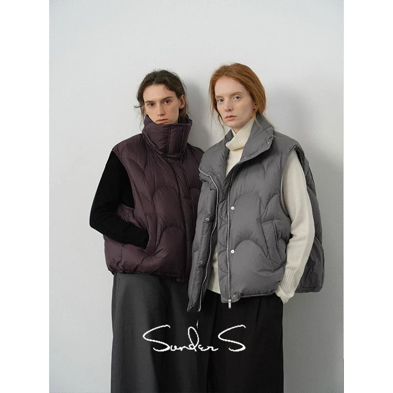 Curved-Quilt Down Vest - Image 4