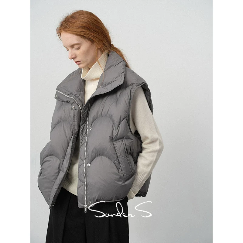Curved-Quilt Down Vest - Image 5