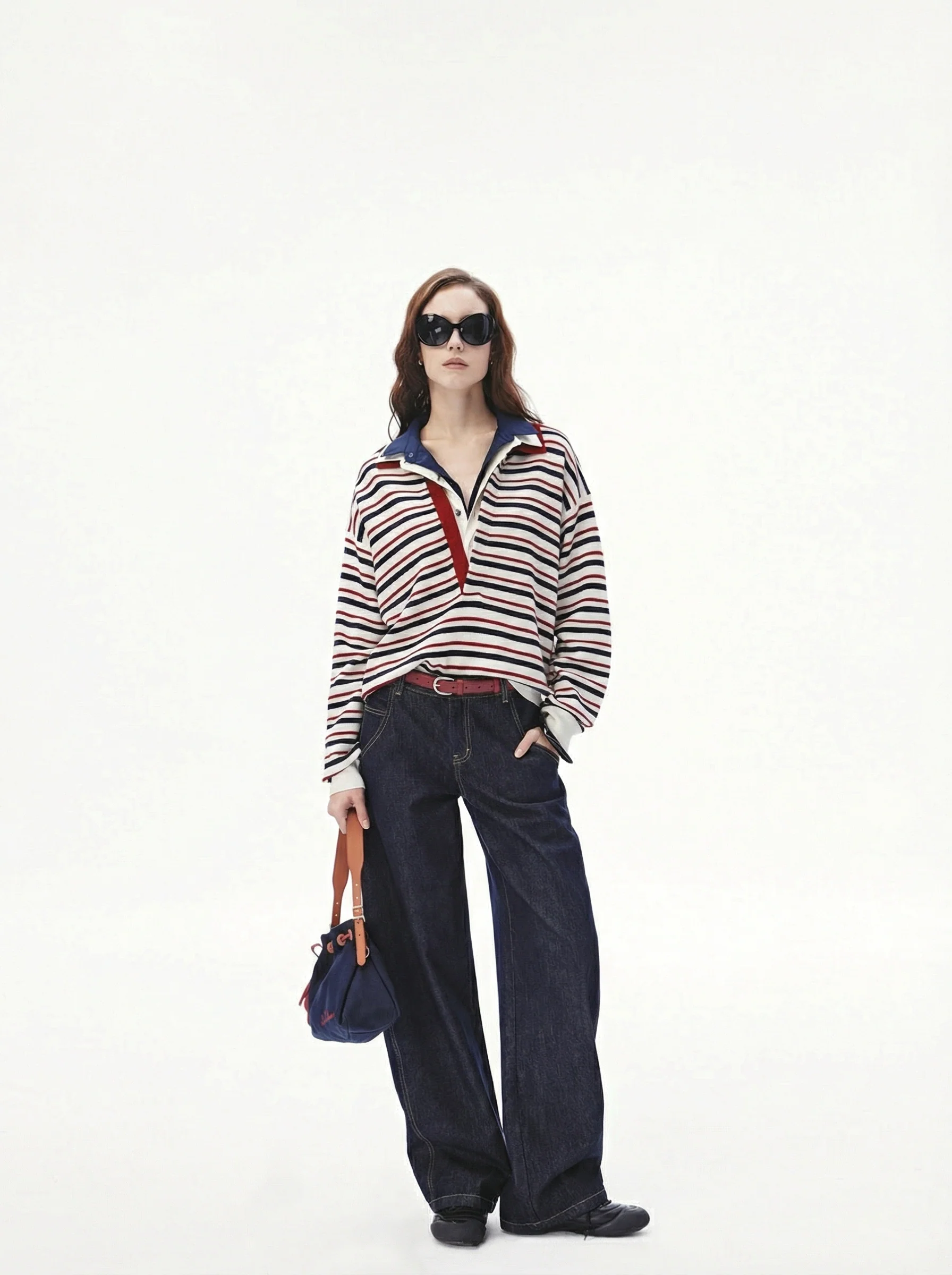 Curved Seam Wide Jeans - Image 2
