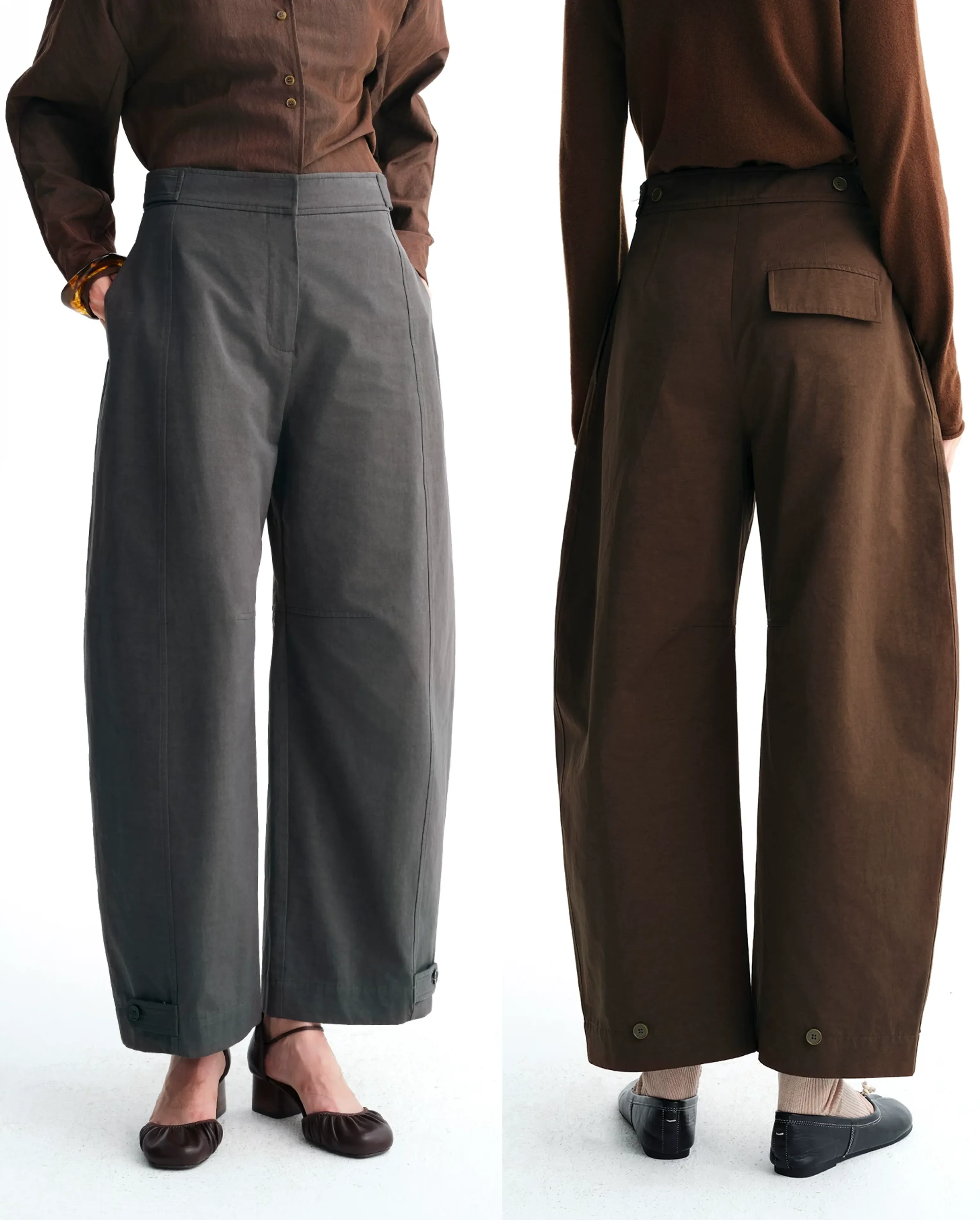 Curved Wide-Leg Pants