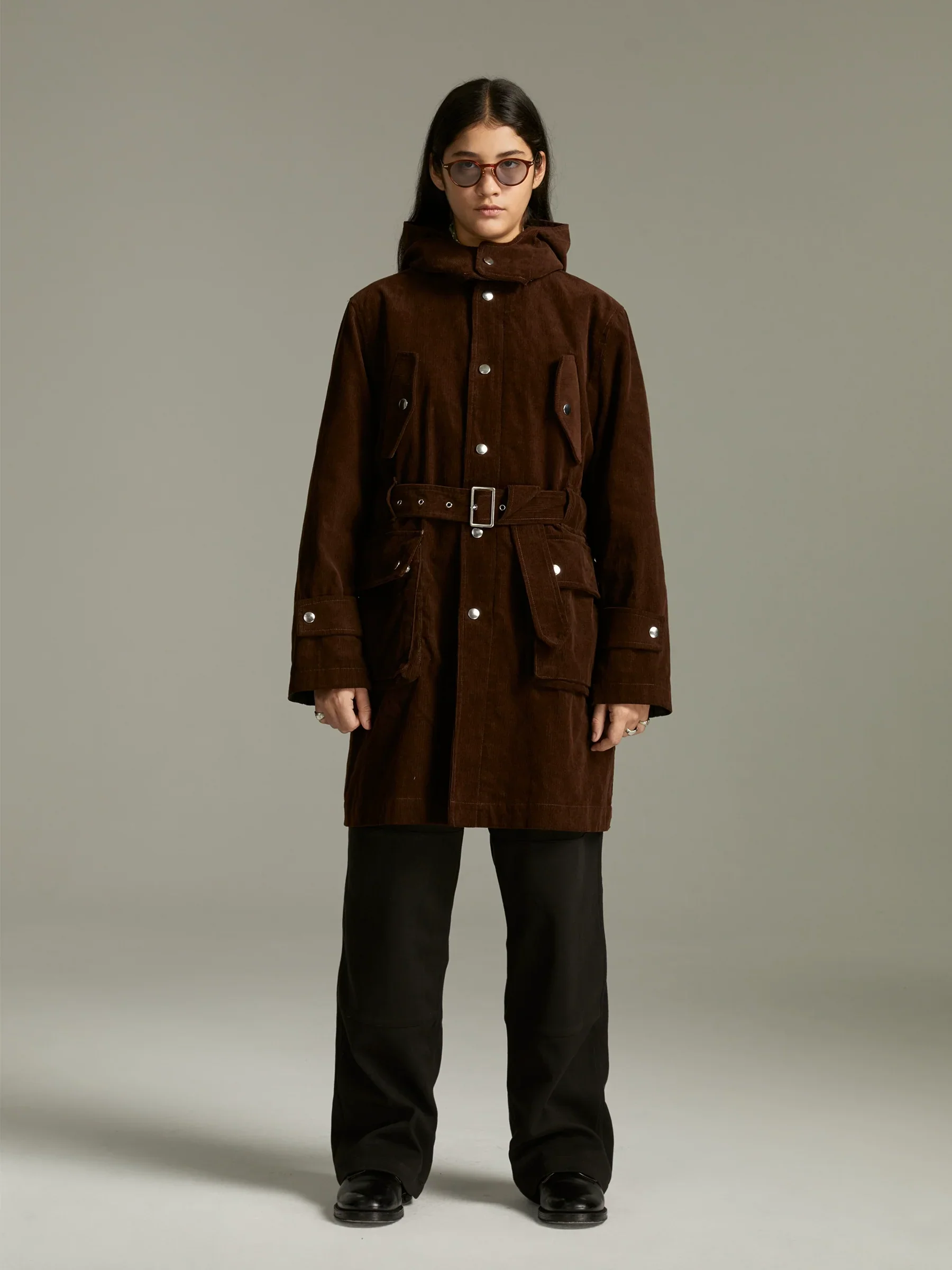 Custom-Dyed Corduroy Mid-Length Coat