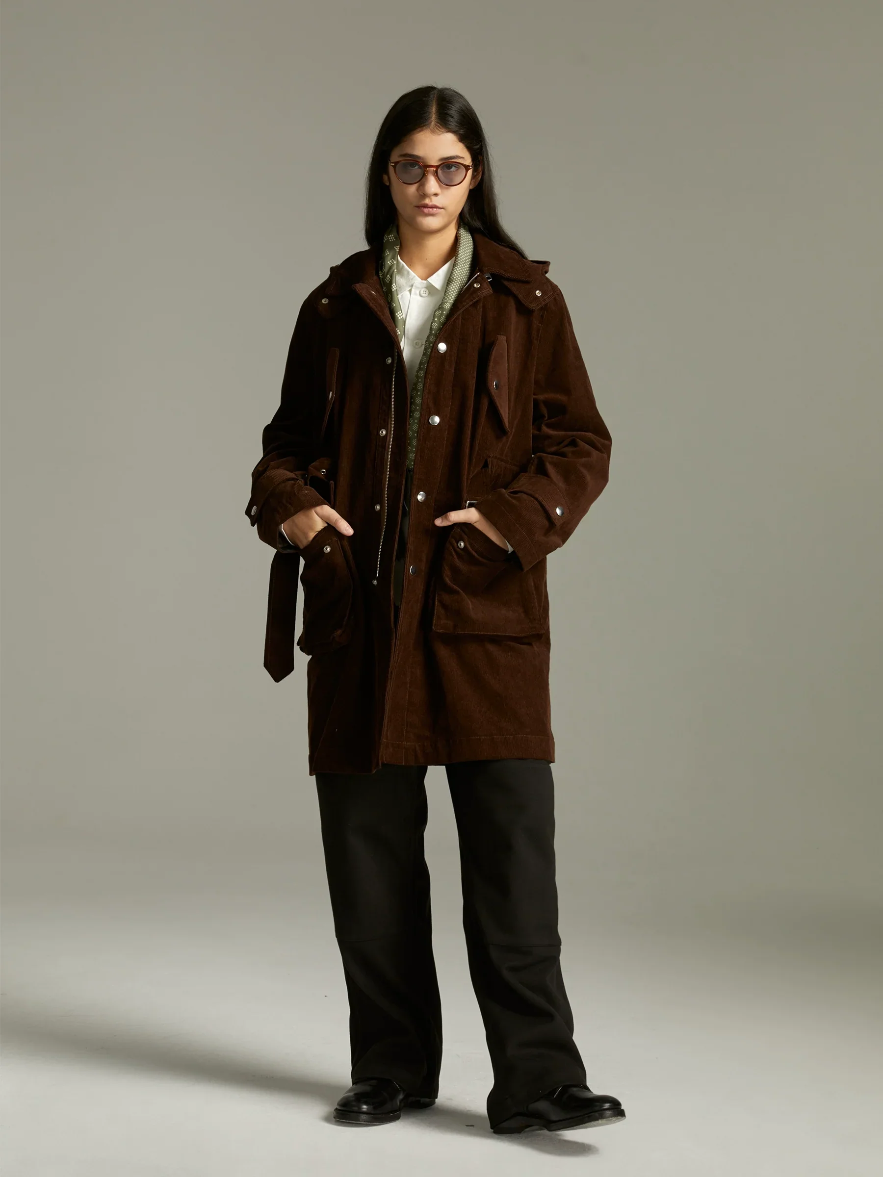 Custom-Dyed Corduroy Mid-Length Coat - Image 3