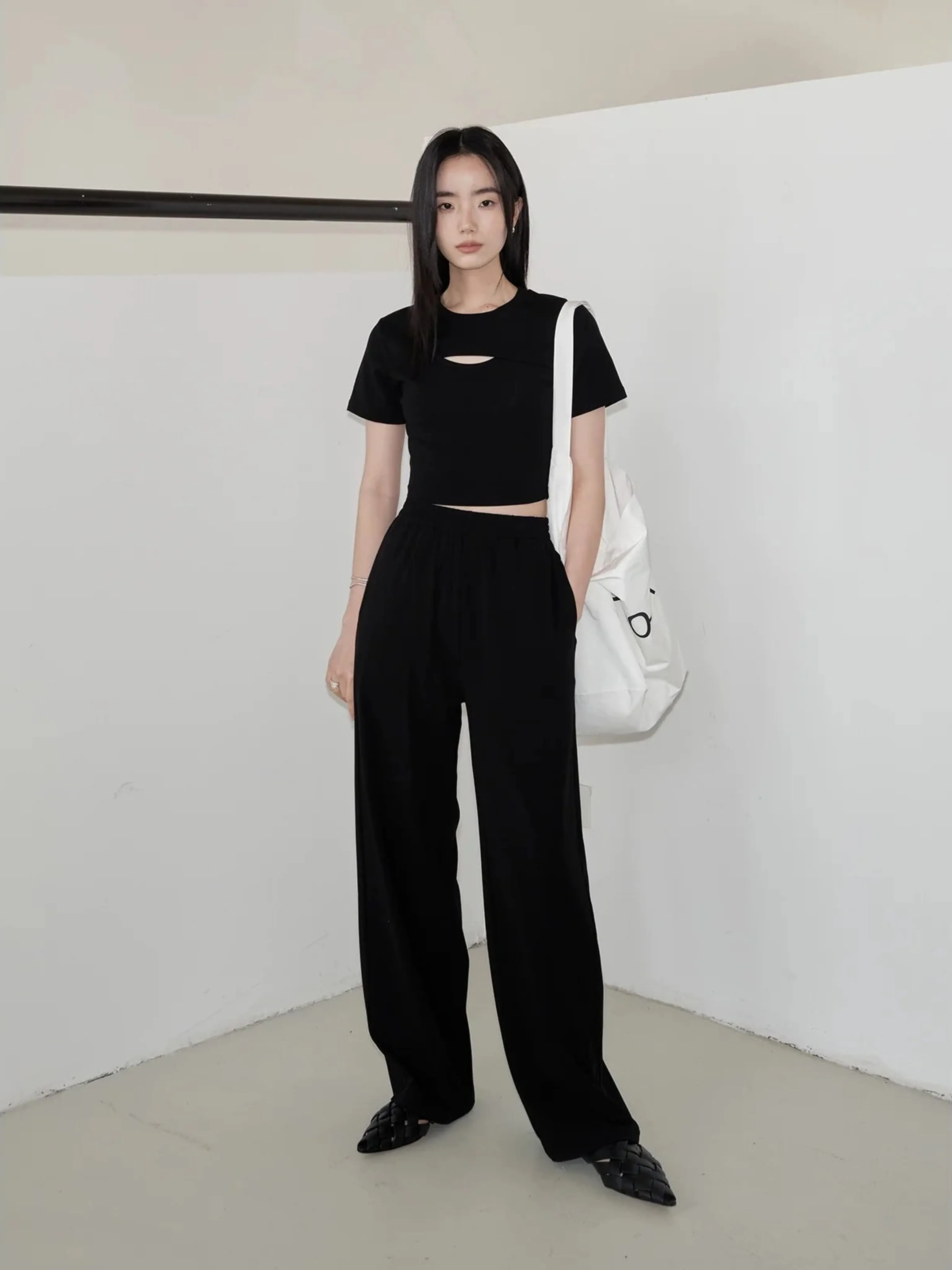 Cut-Out Crop Top & Wide-Leg Pants Set