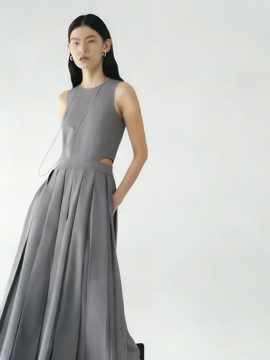 Cutout Pleated Midi Dress - Image 13