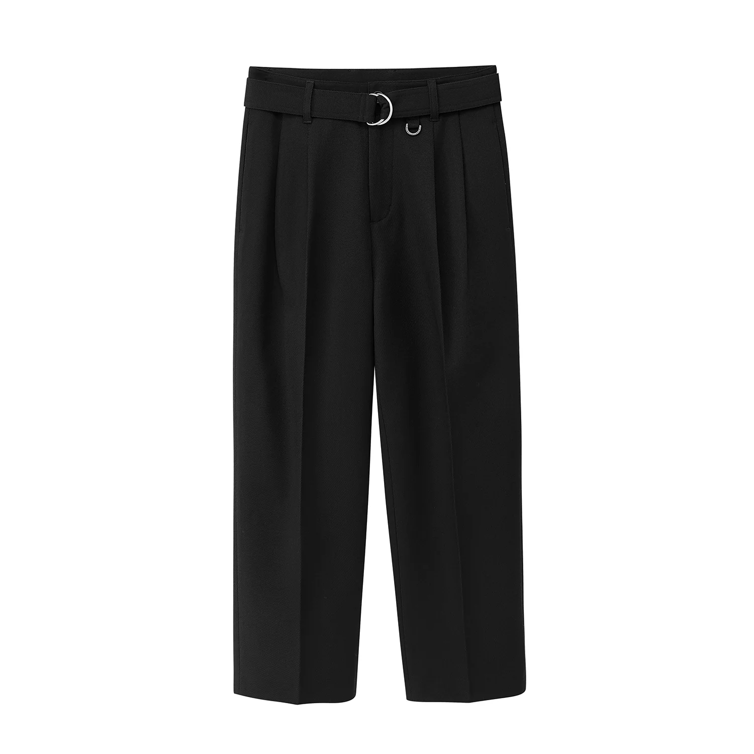D-Ring Belt Pleated Cropped Trousers - Image 5