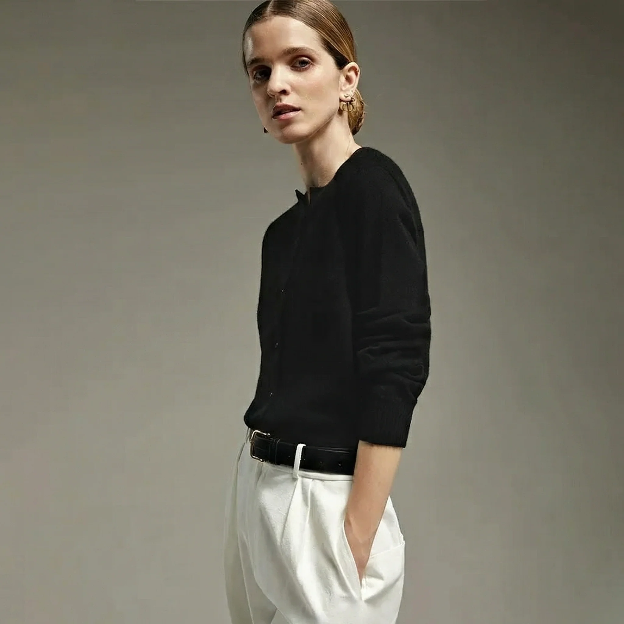 Daisy Pure Cashmere Seamless Crewneck Cardigan - Image 6