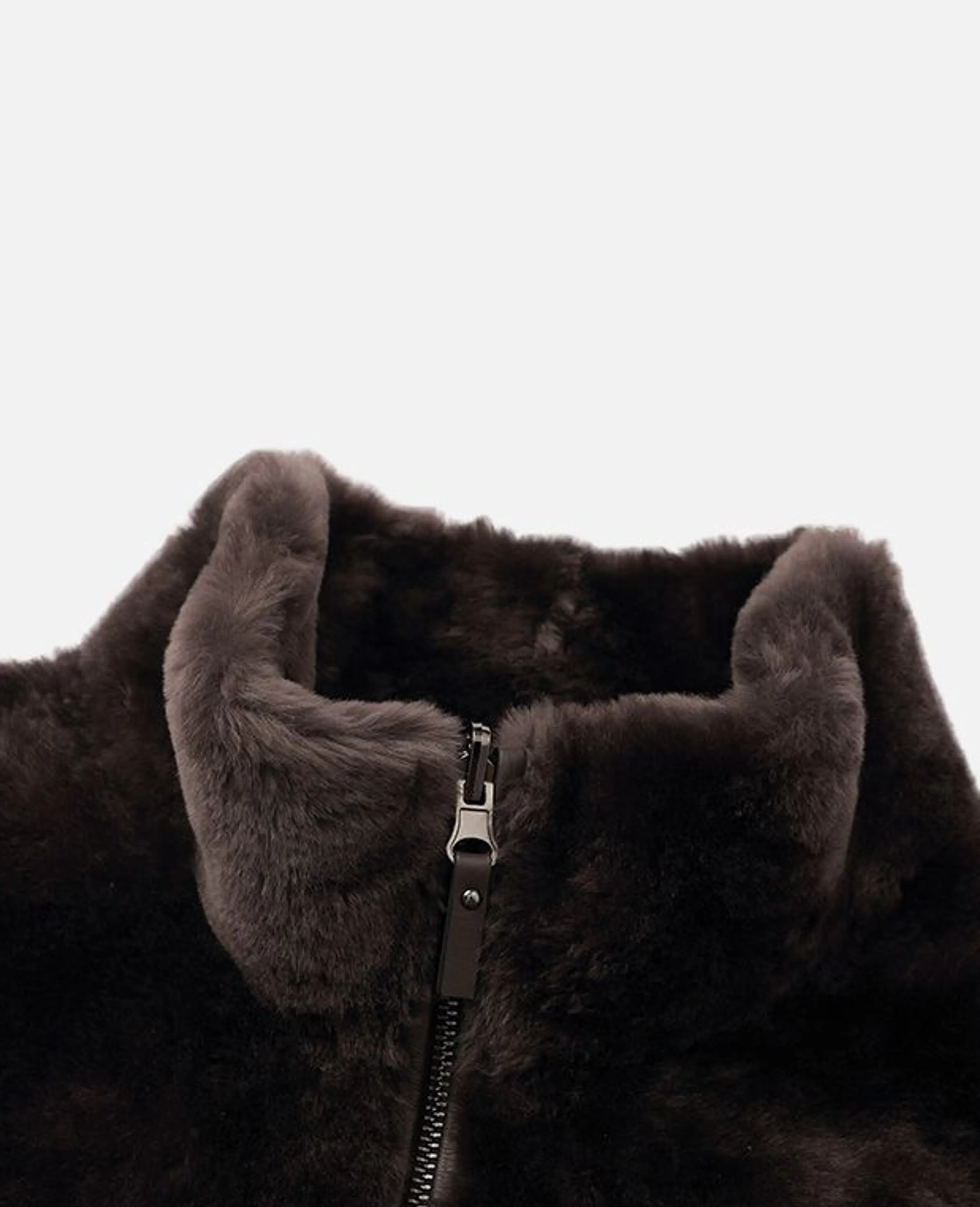 Dark Brown Faux-Fur Stand-Collar Bomber - Image 5