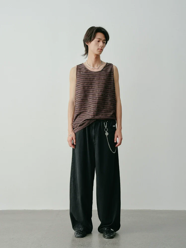 Dark Brown Striped Jacquard Tank - Image 3
